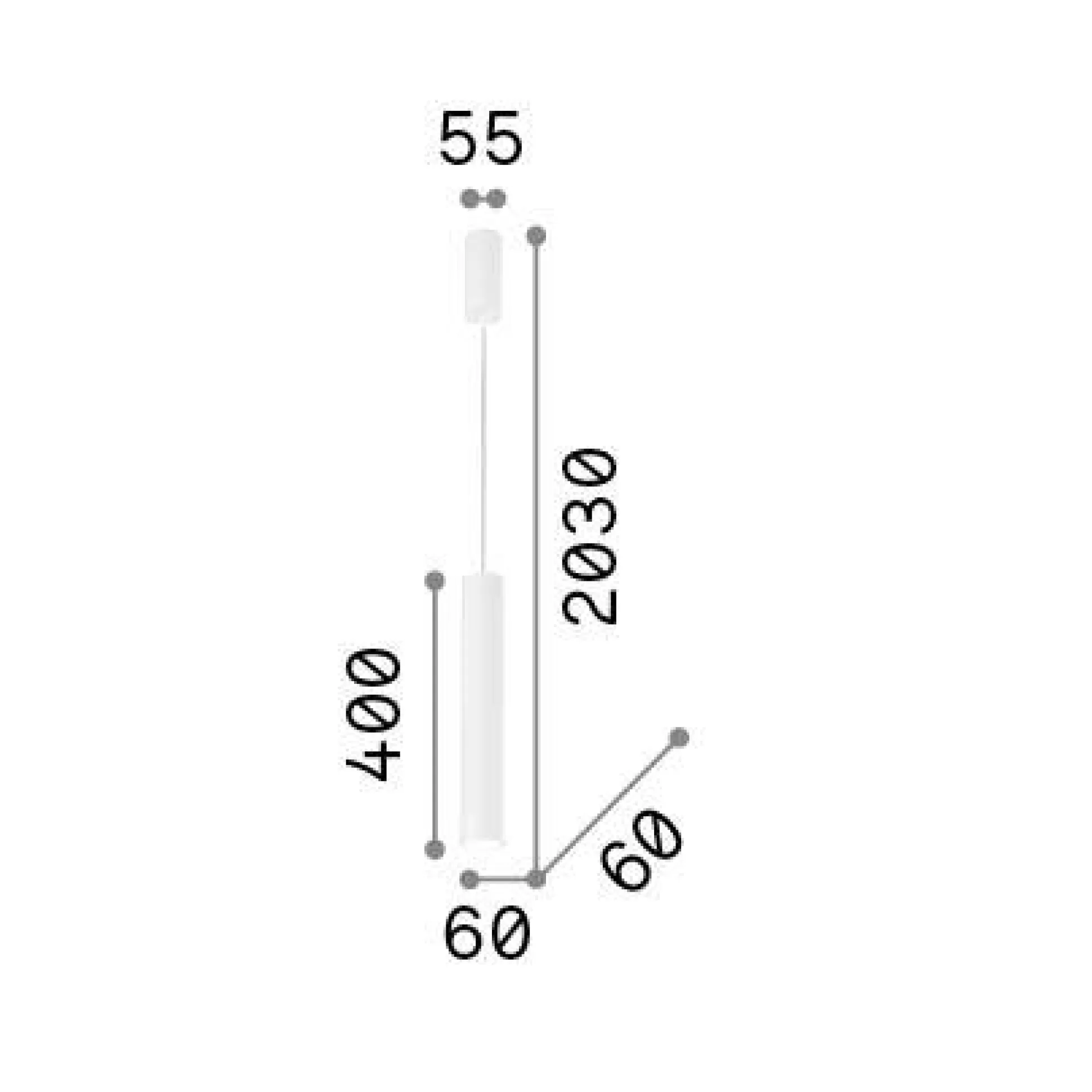 Dmora Lampade A Sospensione<Ideal-Lux - Lampada a sospensione TUBE SP D6 , 6 x 6 x h65 cm,