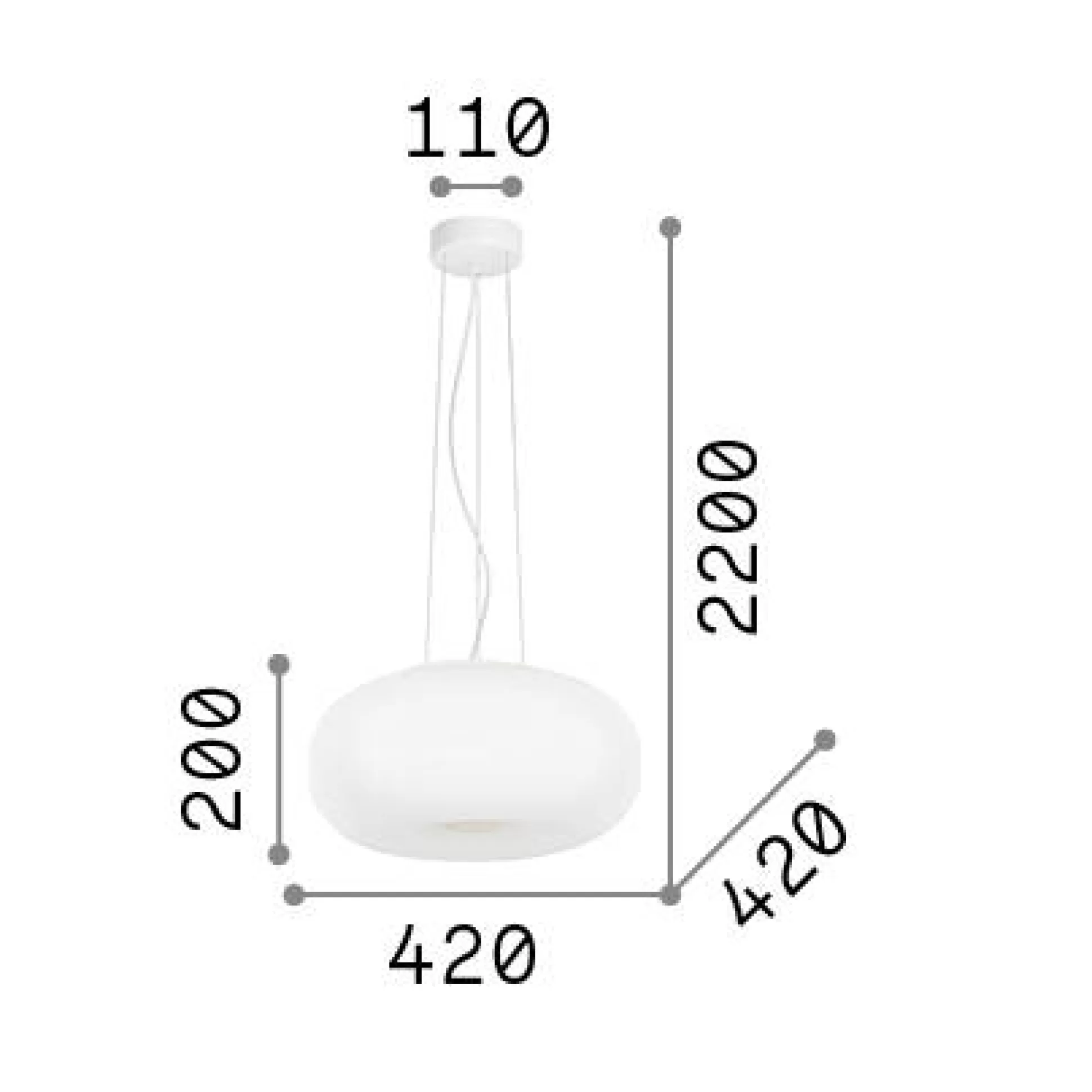Dmora Lampade A Sospensione<Ideal-Lux - Lampada a sospensione ULISSE SP3 D42, 42 x 42 x h45 cm,