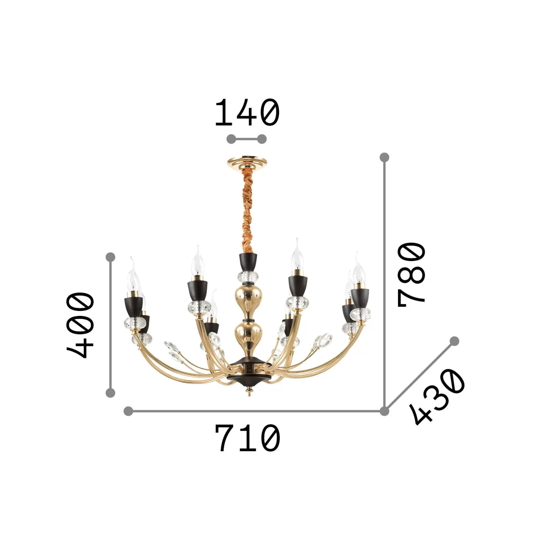 Dmora Lampade A Sospensione<Ideal-Lux - Lampada a sospensione VANITY SP8, 71 x 71 x h65 cm,