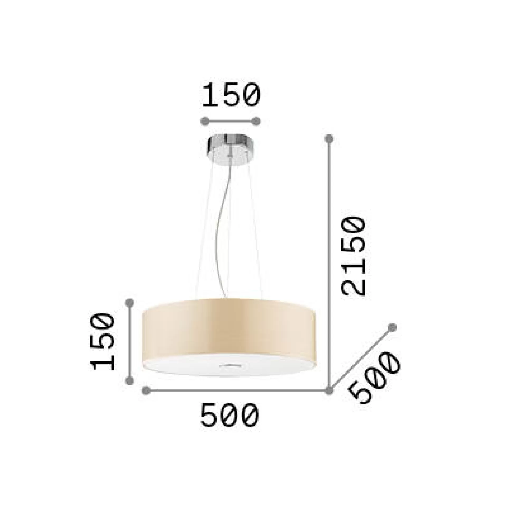 Dmora Lampade A Sospensione<Ideal-Lux - Lampada a sospensione WOODY SP4 WOOD, 50 x 50 x h40 cm,