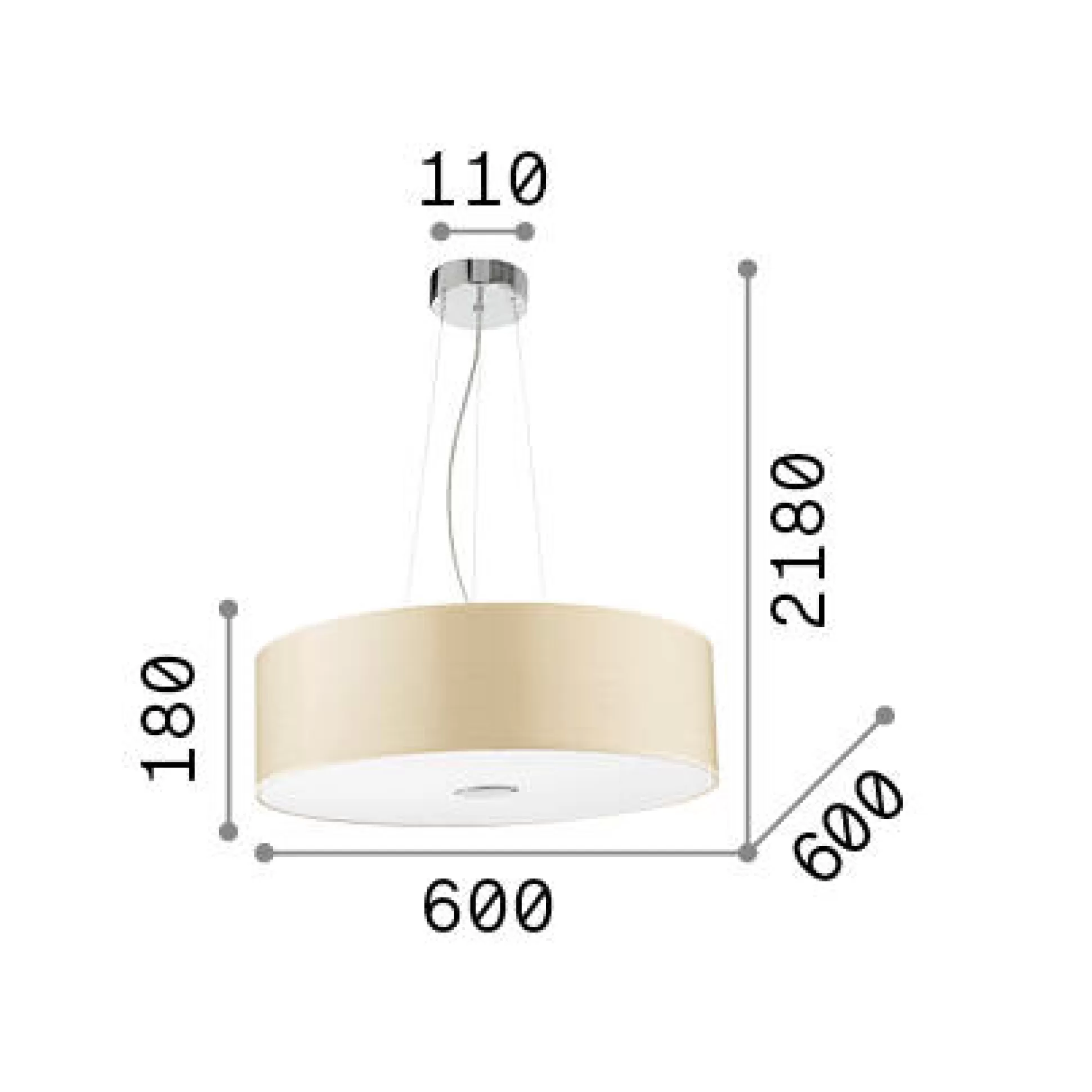 Dmora Lampade A Sospensione<Ideal-Lux - Lampada a sospensione WOODY SP5 WOOD, 60 x 60 x h43 cm,