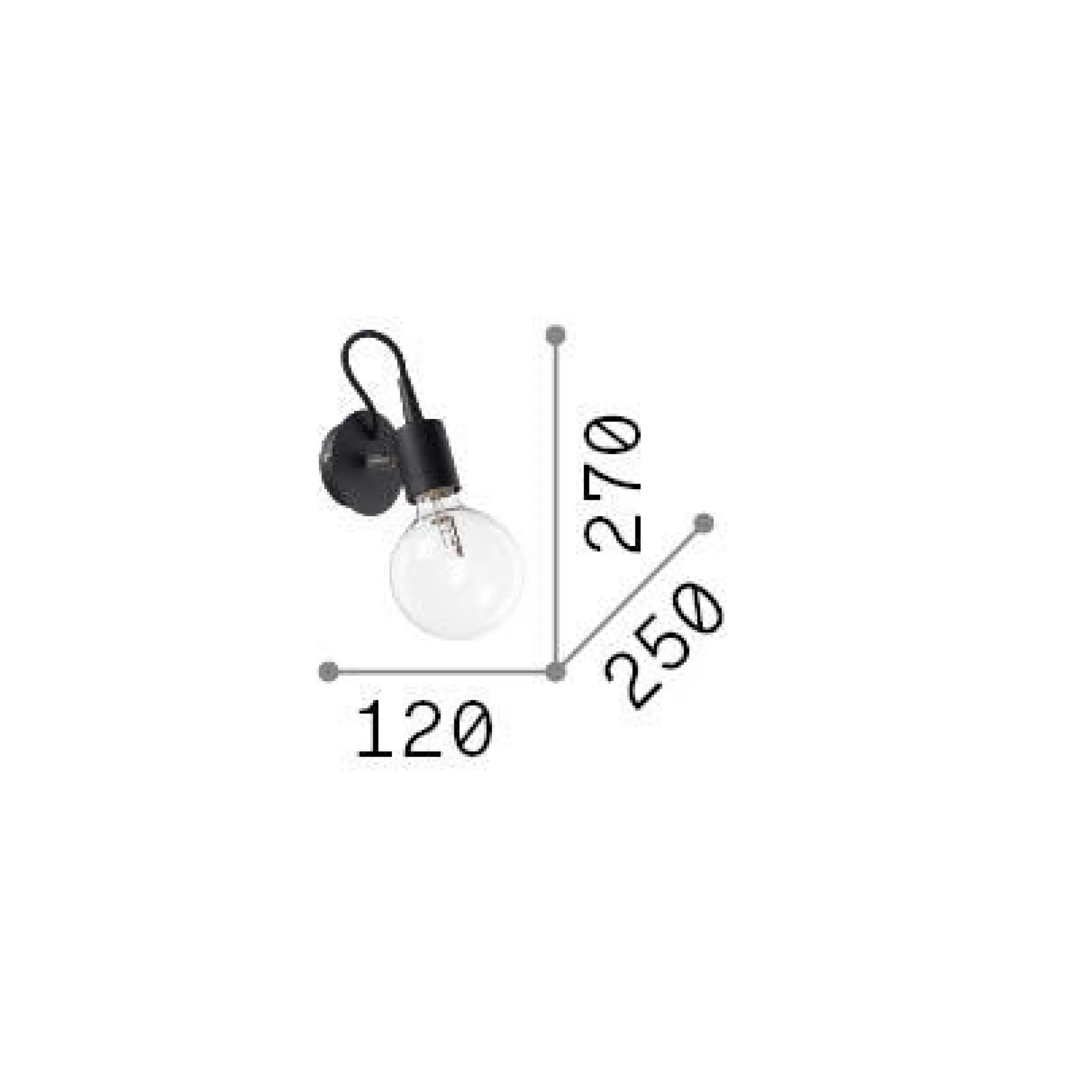 Dmora Lampade Da Parete<Ideal-Lux - Lampada da parete EDISON AP1 , 12 x 27 x h25 cm,