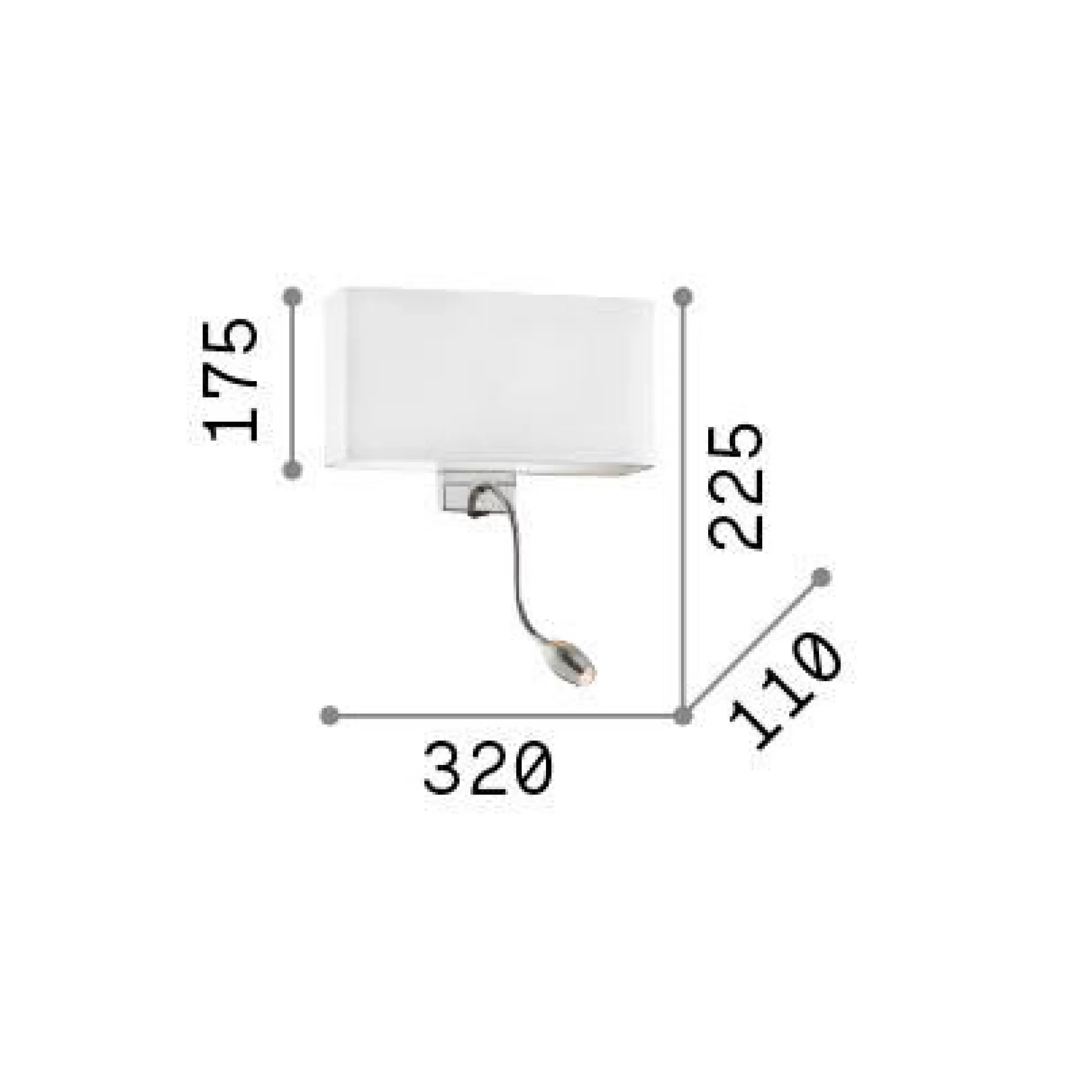 Dmora Lampade Da Parete<Ideal-Lux - Lampada da parete HOTEL AP2 ALL BLACK, 32 x 23 x h11 cm,