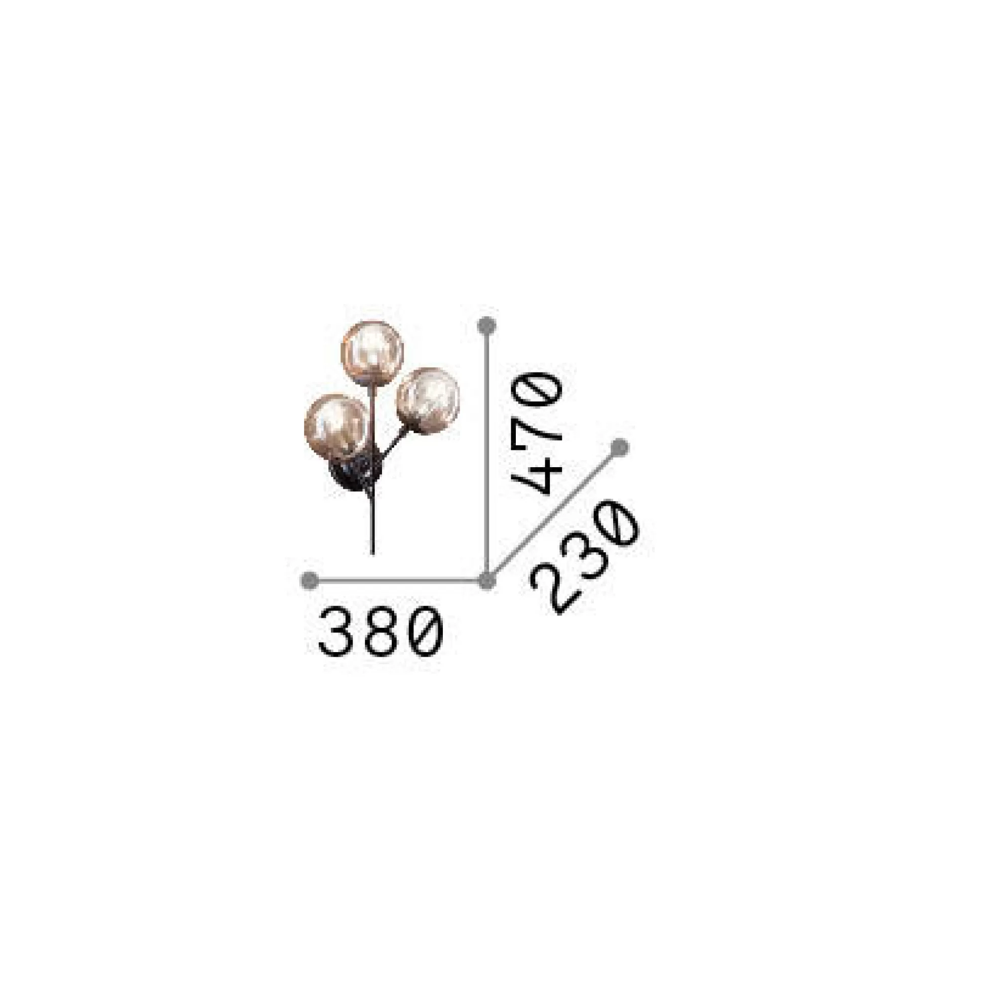 Dmora Lampade Da Parete<Ideal-Lux - Lampada da parete KEPLER AP3, 38 x 47 x h23 cm,