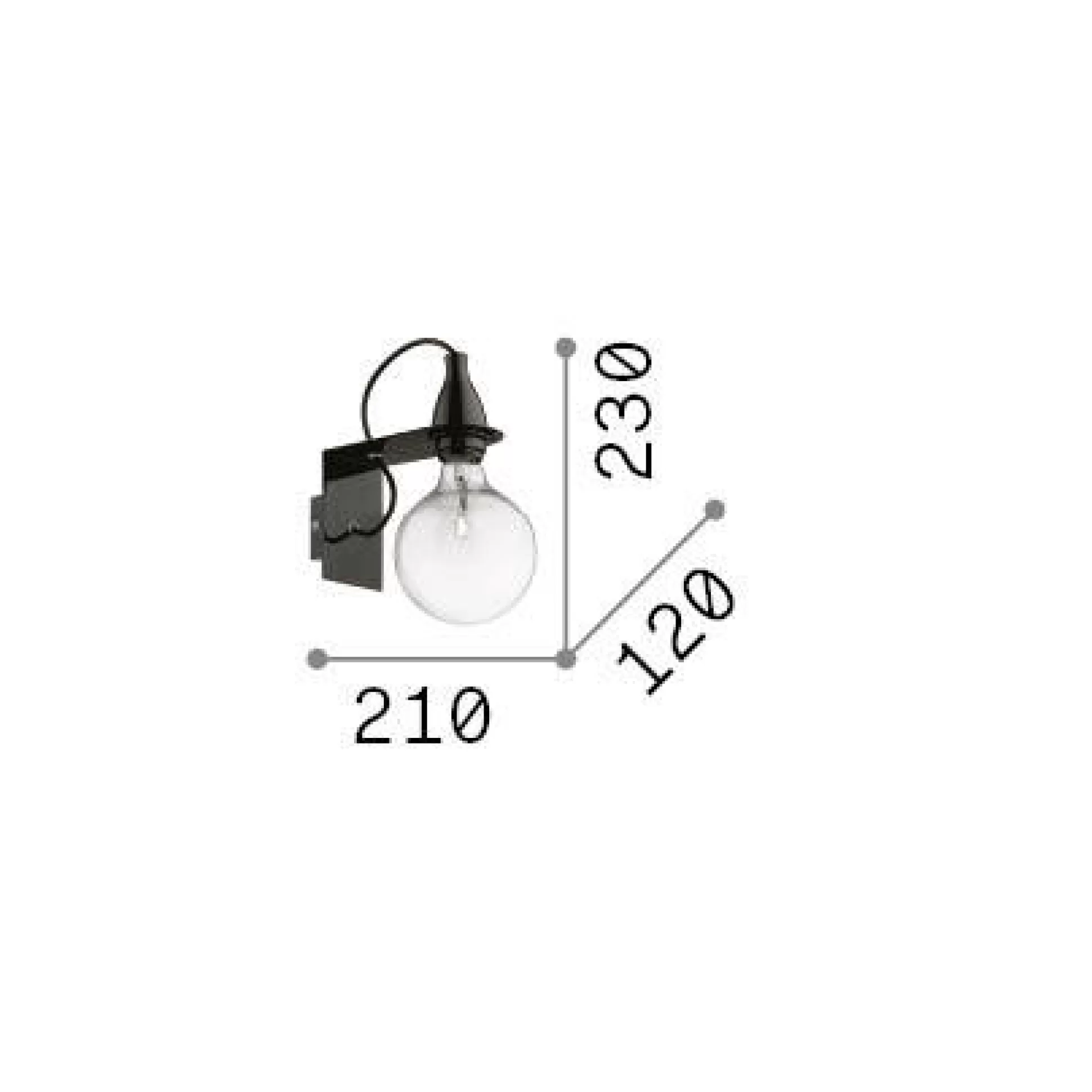 Dmora Lampade Da Parete<Ideal-Lux - Lampada da parete MINIMAL AP1 , 12 x 23 x h21 cm,