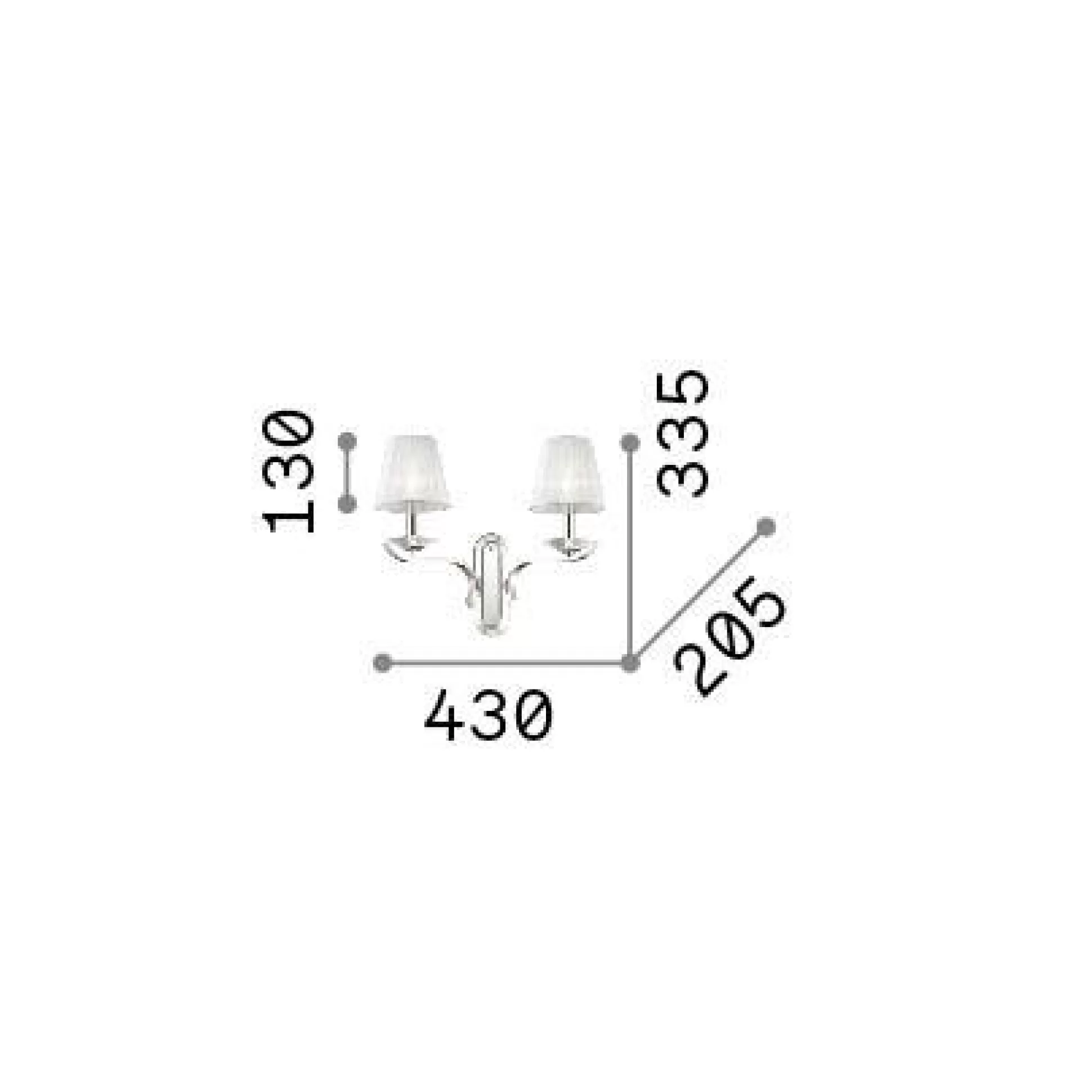 Dmora Lampade Da Parete<Ideal-Lux - Lampada da parete PEGASO AP2 , 43 x 34 x h21 cm,