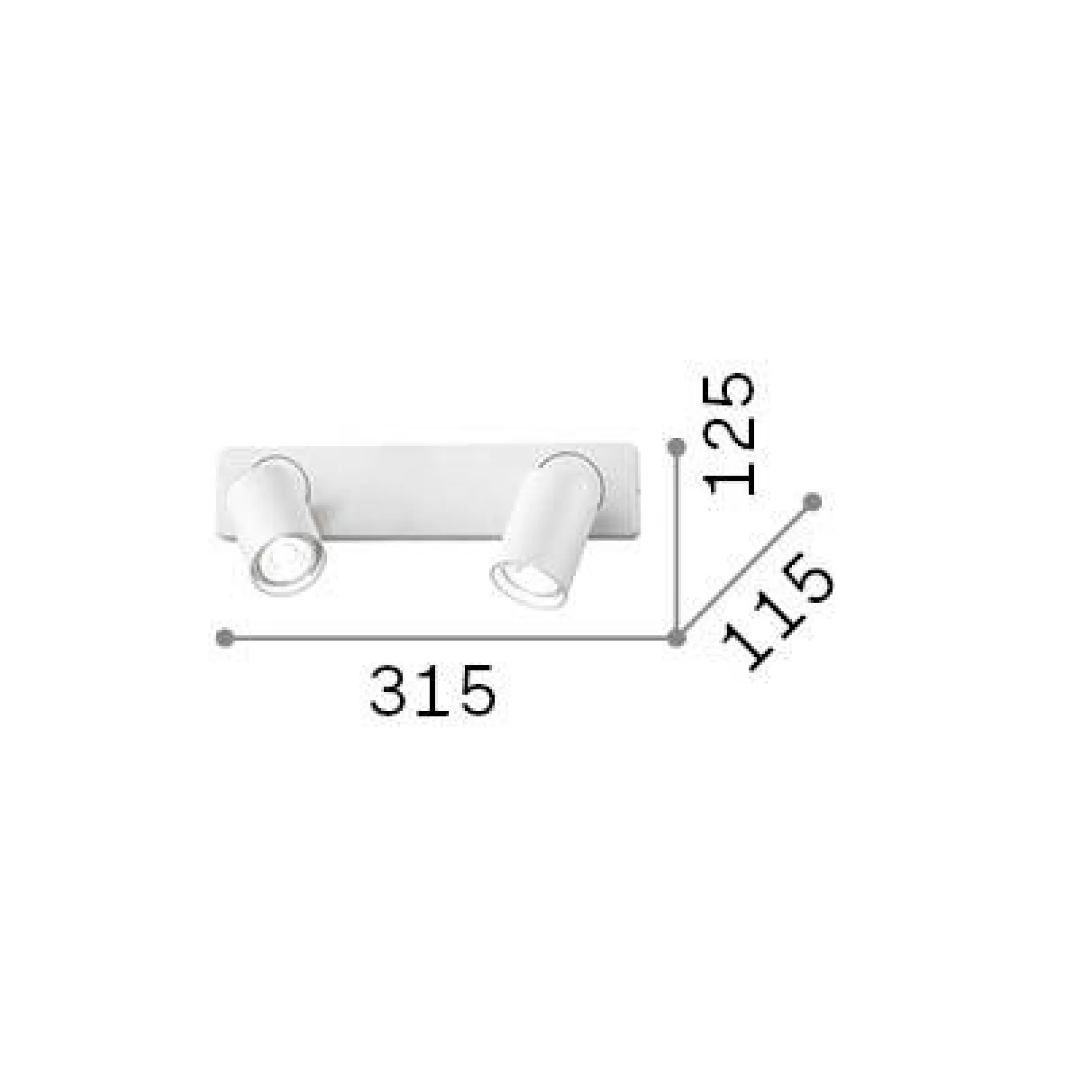 Dmora Lampade Da Parete<Ideal-Lux - Lampada da parete RUDY AP2 ROUND , 32 x 13 x h9 cm,