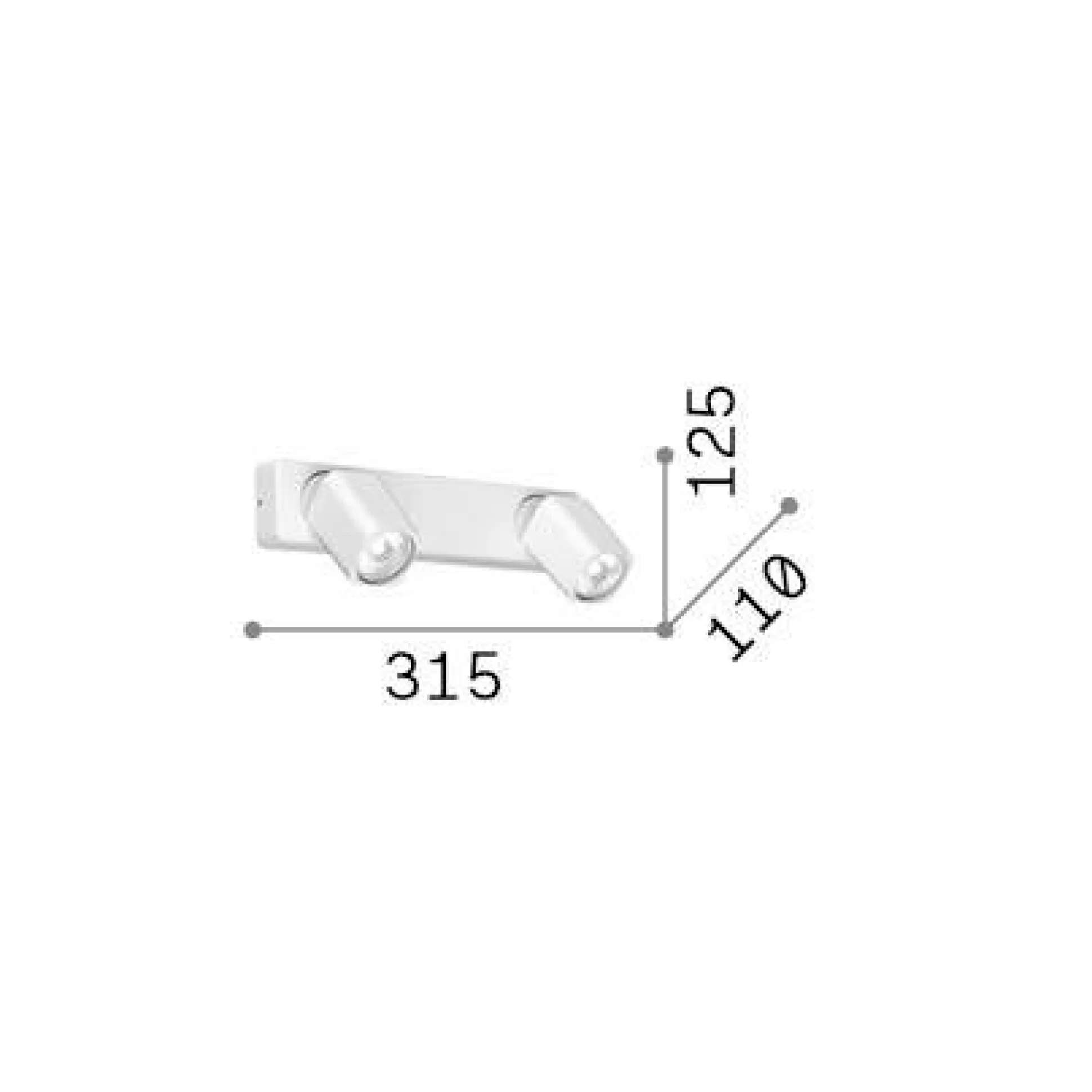 Dmora Lampade Da Parete<Ideal-Lux - Lampada da parete RUDY AP2 SQUARE , 32 x 13 x h9 cm,
