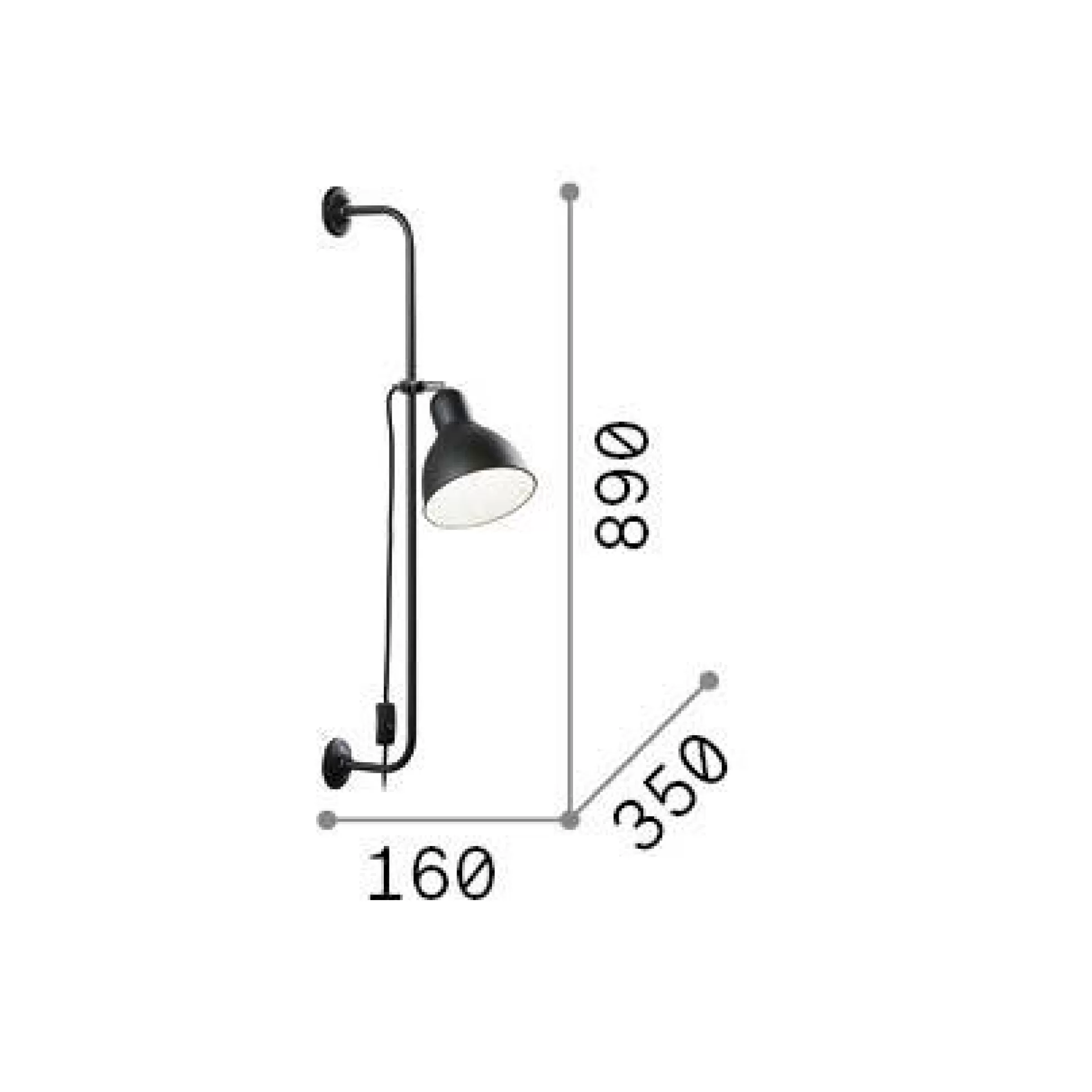 Dmora Lampade Da Parete<Ideal-Lux - Lampada da parete SHOWER AP1, 16 x 89 x h35 cm,
