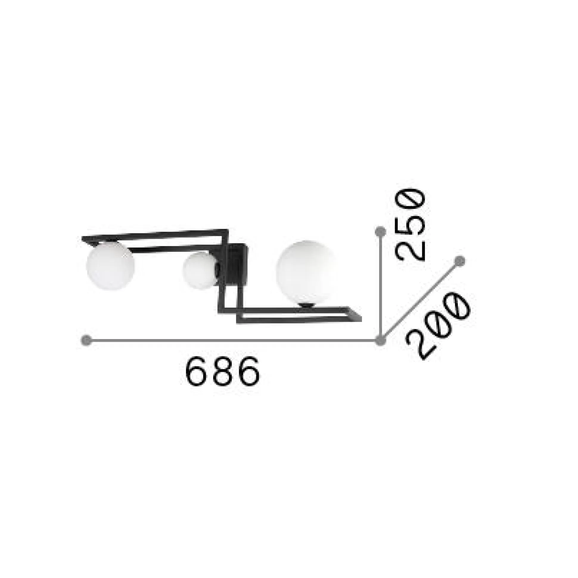 Dmora Lampade Da Soffitto<Ideal-Lux - Lampada da soffitto ANGOLO PL3 , 69 x 20 x h25 cm,