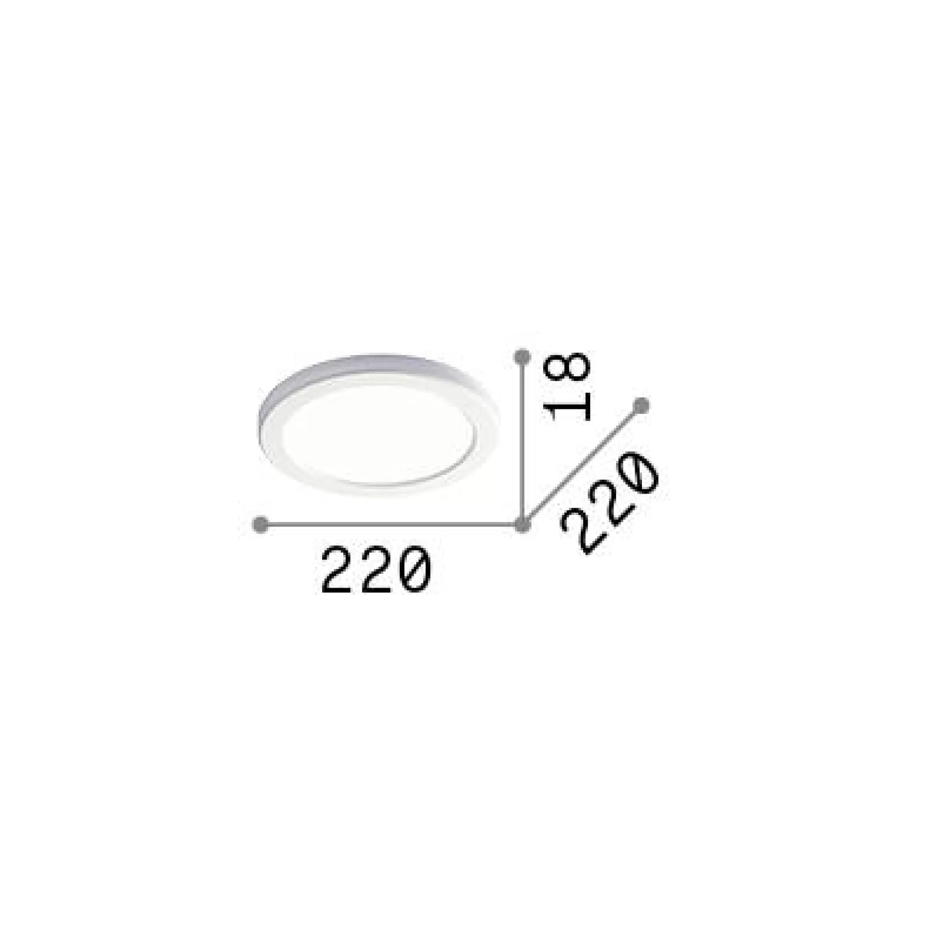 Dmora Lampade Da Soffitto<Ideal-Lux - Lampada da soffitto AURA PL ROUND 3000K , 22 x 22 x h2 cm,