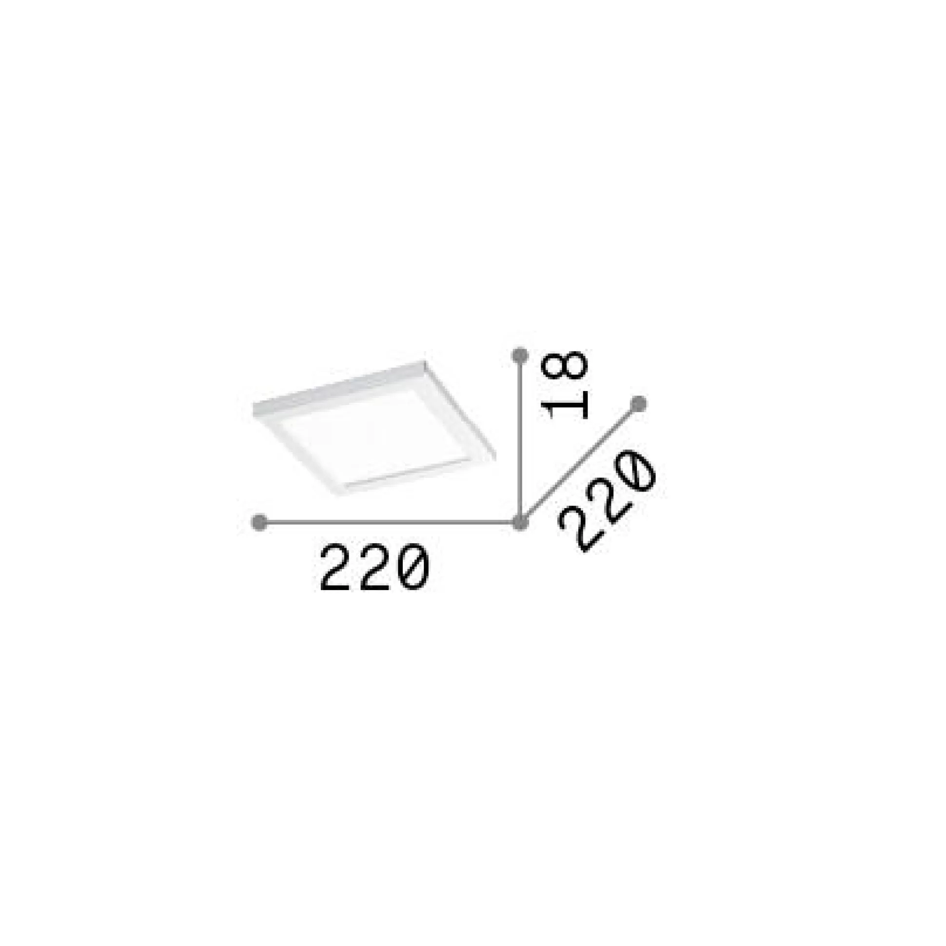 Dmora Lampade Da Soffitto<Ideal-Lux - Lampada da soffitto AURA PL SQUARE 3000K , 22 x 22 x h2 cm,