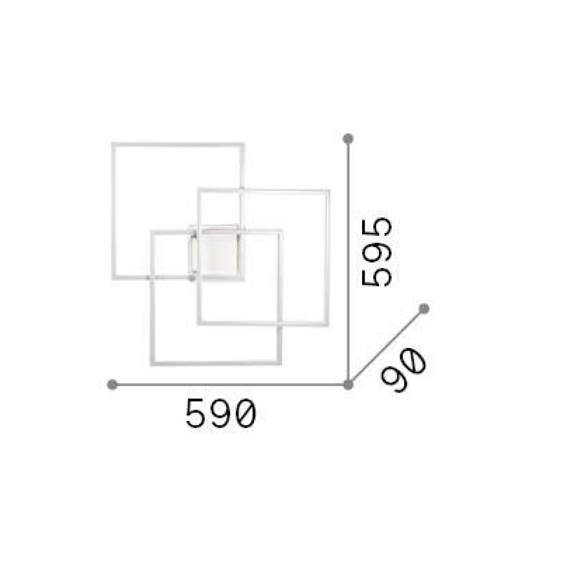 Dmora Lampade Da Soffitto<Ideal-Lux - Lampada da soffitto FRAME PL QUADRATO , 59 x 60 x h9 cm,