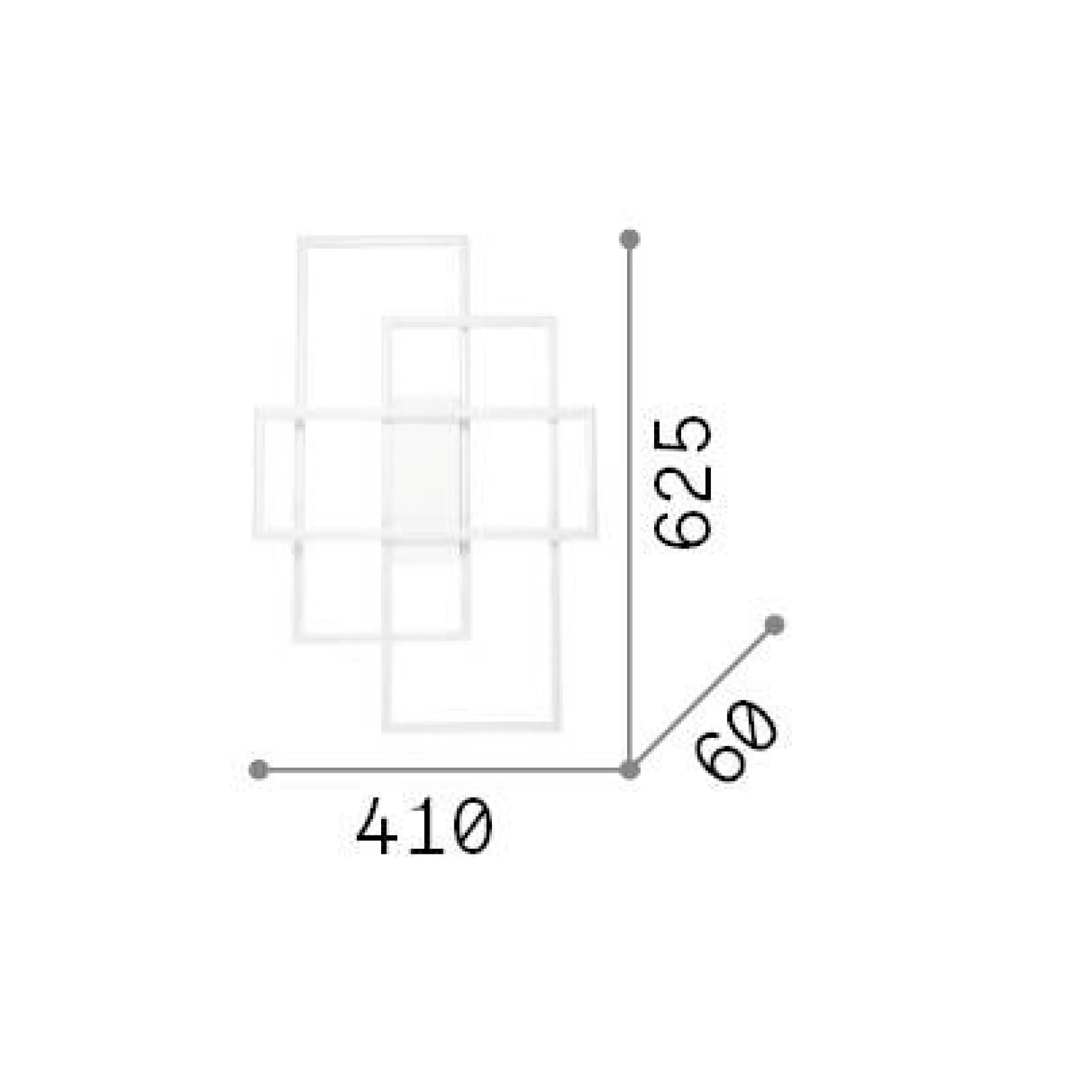 Dmora Lampade Da Soffitto<Ideal-Lux - Lampada da soffitto FRAME PL RETTANGOLO , 63 x 41 x h6 cm,