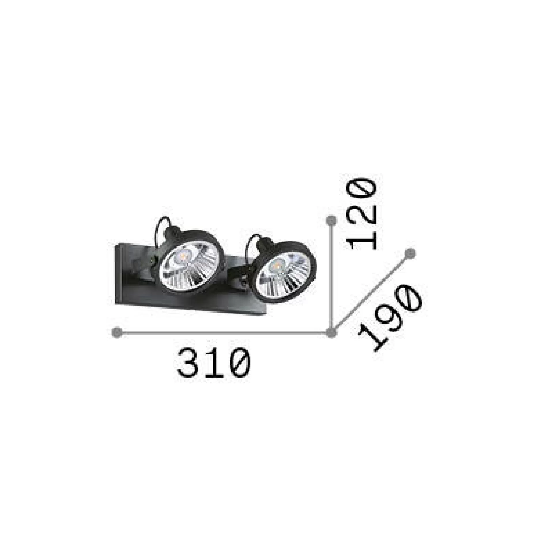 Dmora Lampade Da Soffitto<Ideal-Lux - Lampada da soffitto GLIM PL2 , 31 x 12 x h19 cm,