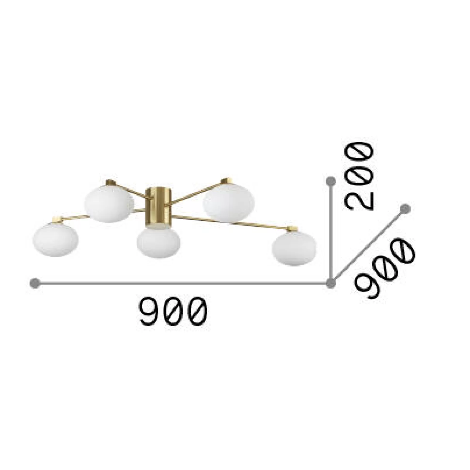 Dmora Lampade Da Soffitto<Ideal-Lux - Lampada da soffitto HERMES PL5 D90 , 90 x 90 x h20 cm,