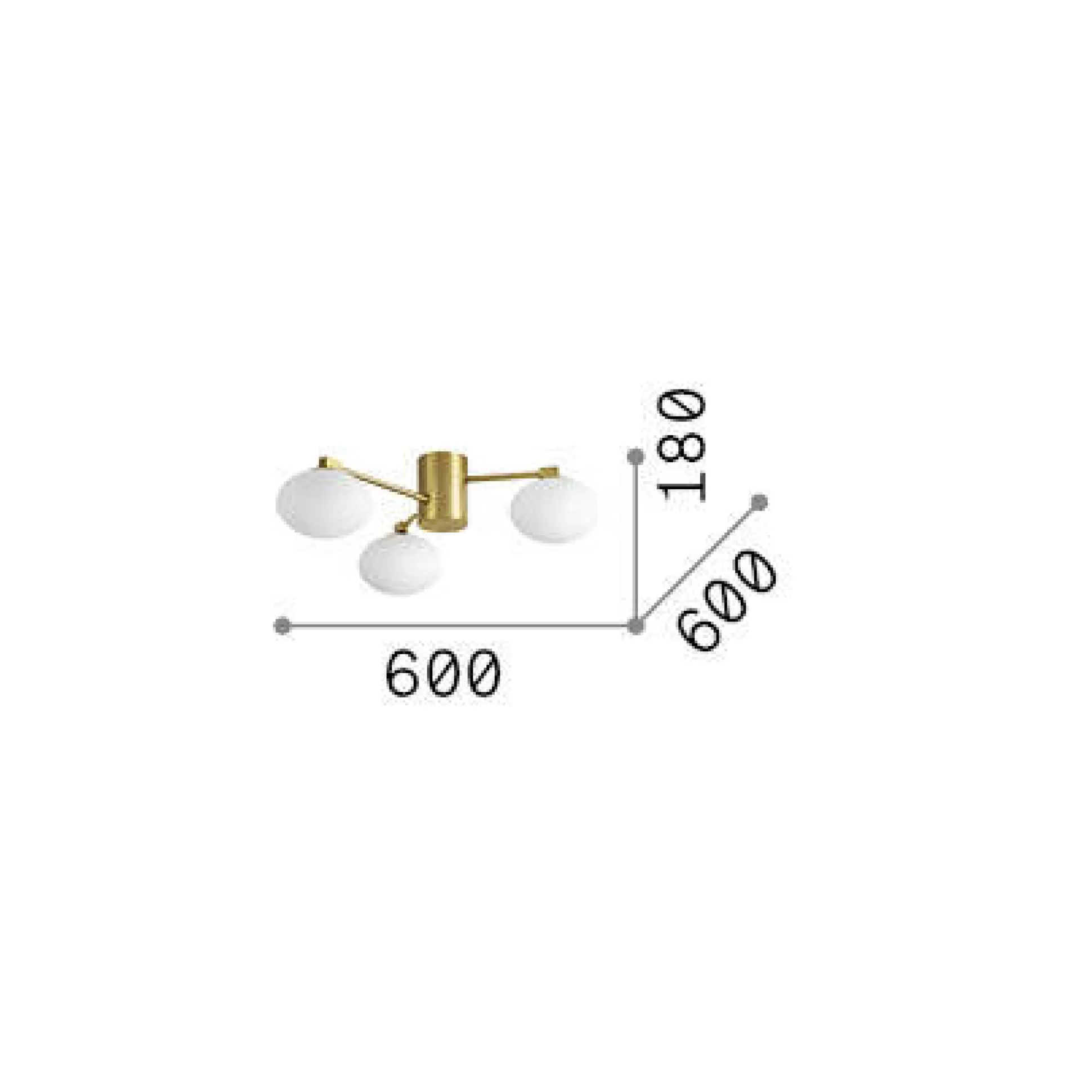 Dmora Lampade Da Soffitto<Ideal-Lux - Lampada da soffitto HERMES PL3 D60 , 60 x 60 x h18 cm,