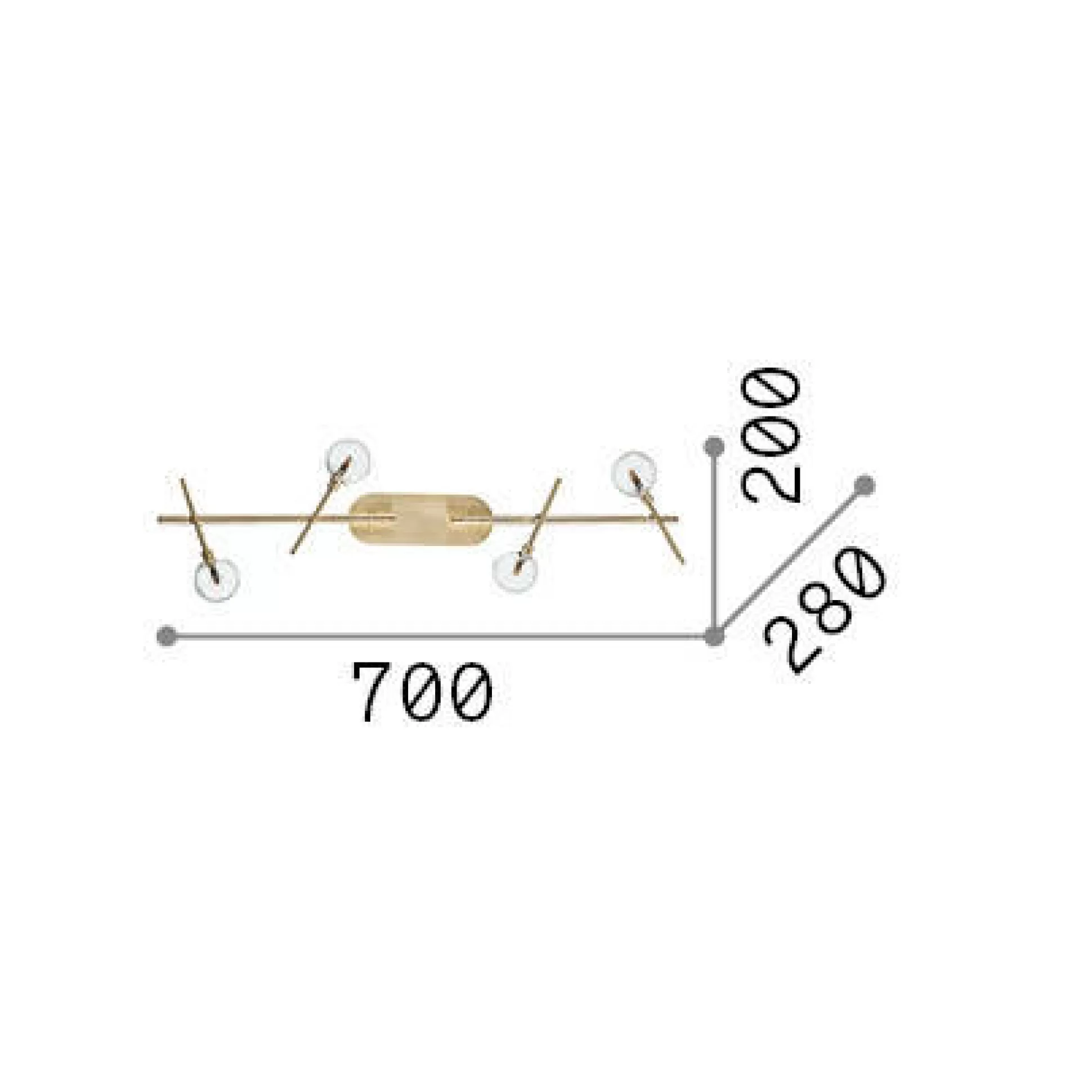 Dmora Lampade Da Soffitto<Ideal-Lux - Lampada da soffitto MARACAS PL4, 70 x 28 x h20 cm,
