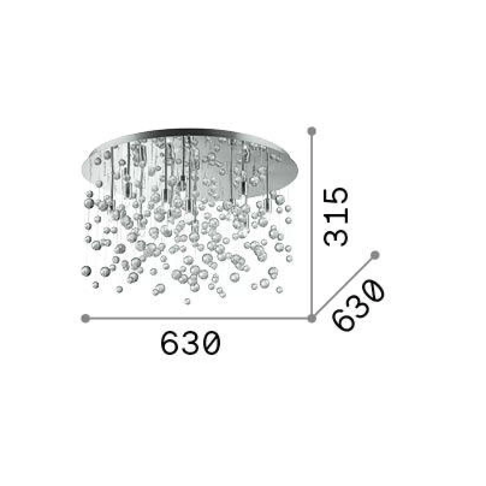 Dmora Lampade Da Soffitto<Ideal-Lux - Lampada da soffitto NEVE PL12 , 63 x 63 x h32 cm,