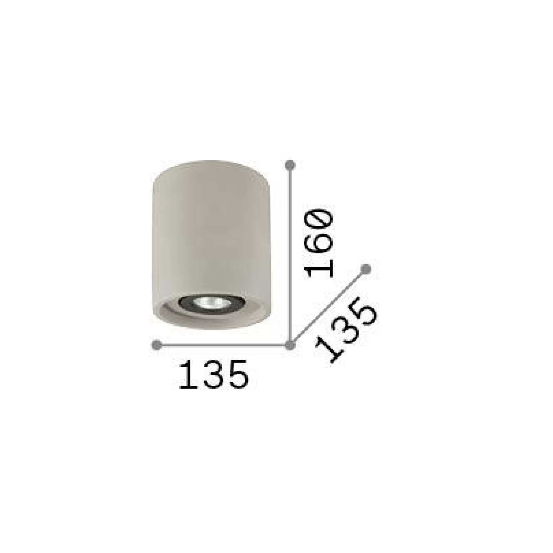 Dmora Lampade Da Soffitto<Ideal-Lux - Lampada da soffitto OAK PL1 ROUND , 14 x 14 x h16 cm,
