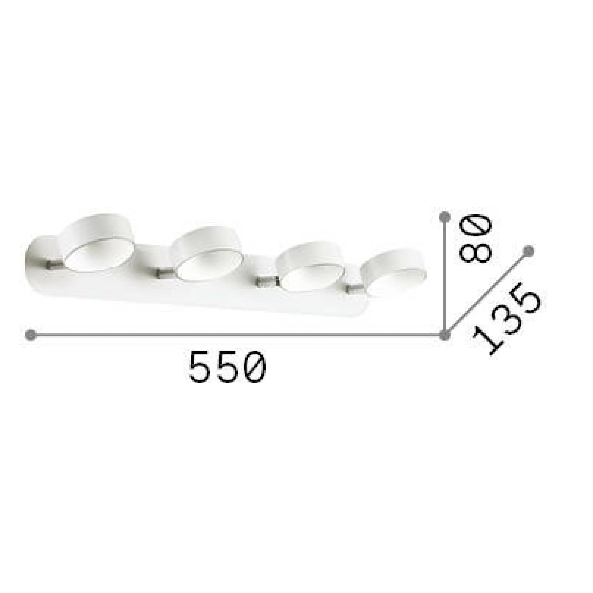 Dmora Lampade Da Soffitto<Ideal-Lux - Lampada da soffitto OBY PL4, 55 x 8 x h14 cm,