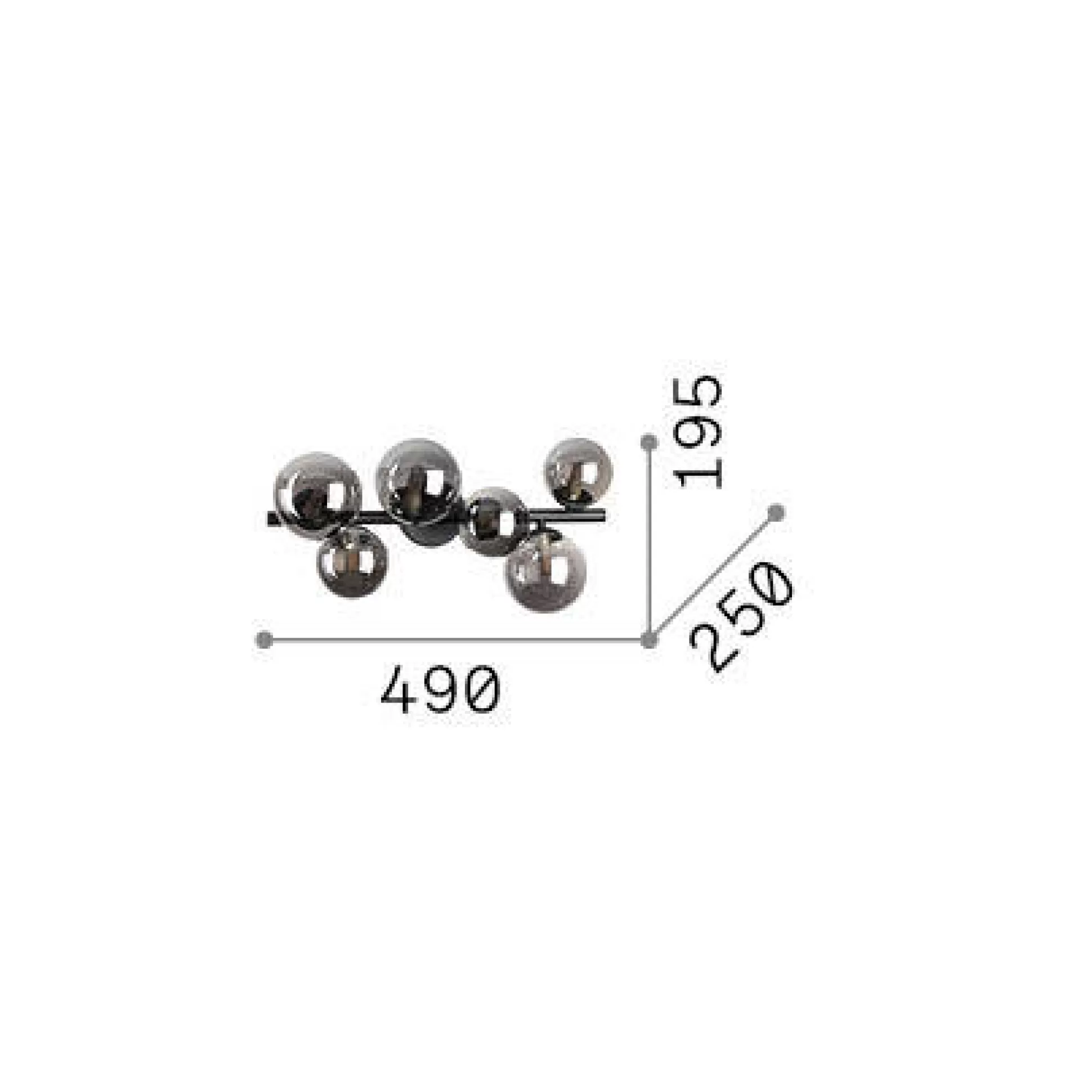Dmora Lampade Da Soffitto<Ideal-Lux - Lampada da soffitto PERLAGE PL6 FUME', 49 x 25 x h20 cm,