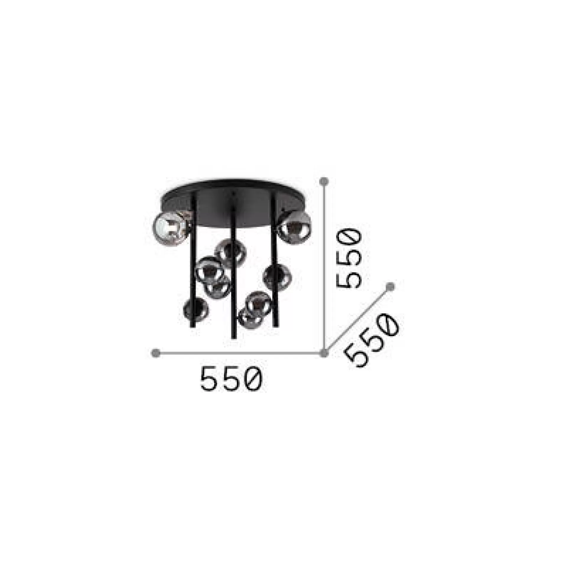 Dmora Lampade Da Soffitto<Ideal-Lux - Lampada da soffitto PERLAGE PL9 FUME', 55 x 55 x h50 cm,