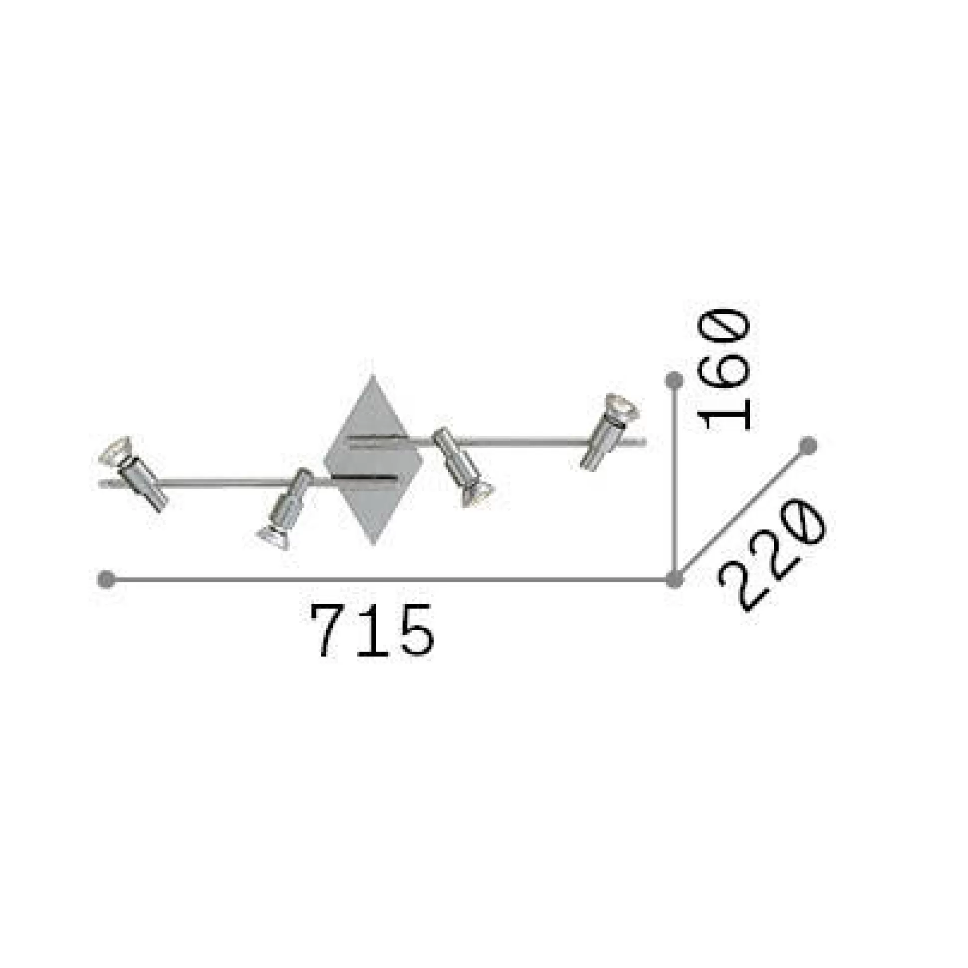 Dmora Lampade Da Soffitto<Ideal-Lux - Lampada da soffitto SLEM PL4 , 72 x 22 x h16 cm,