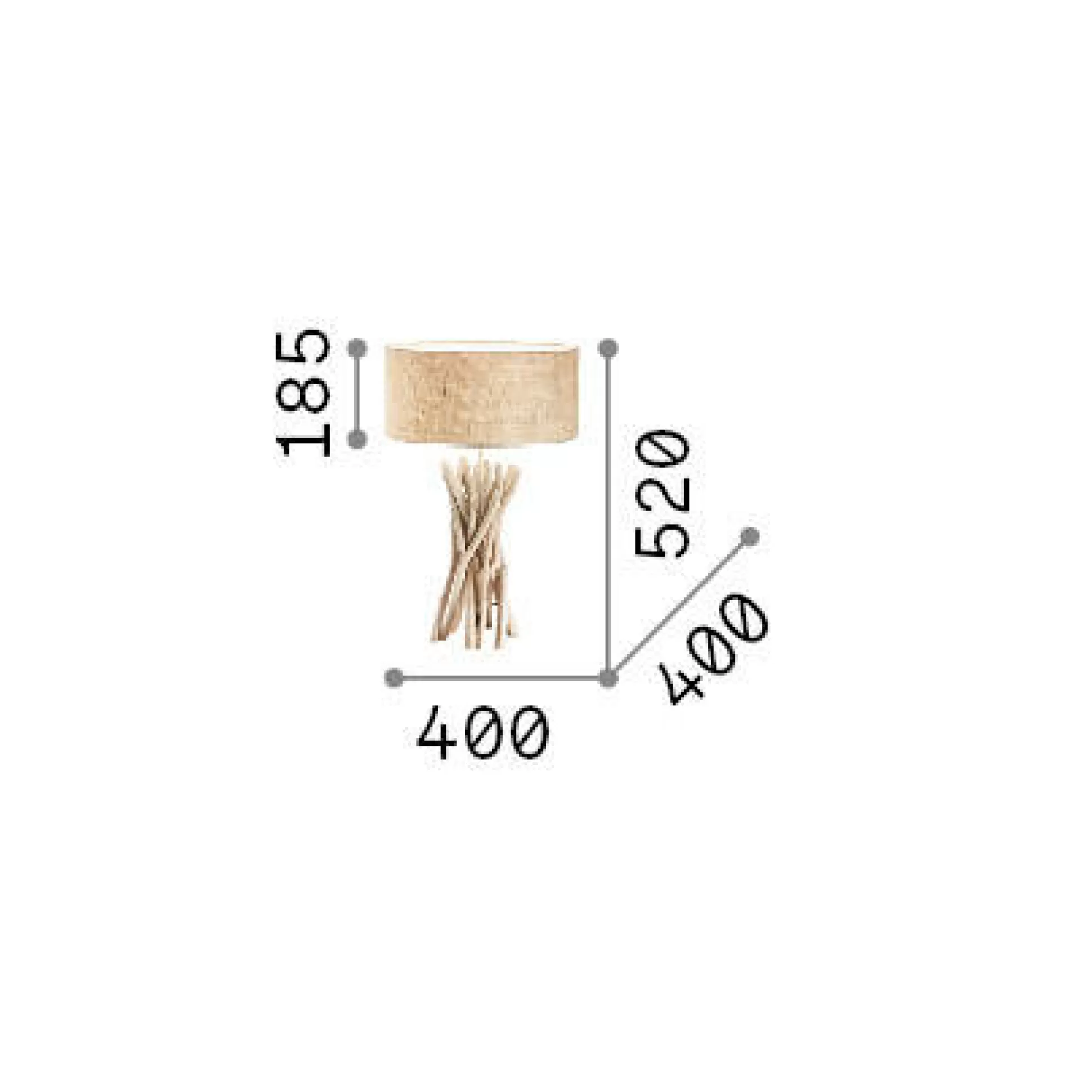 Dmora Lampade Da Tavolo<Ideal-Lux - Lampada da tavolo DRIFTWOOD TL1, 40 x 40 x h52 cm,