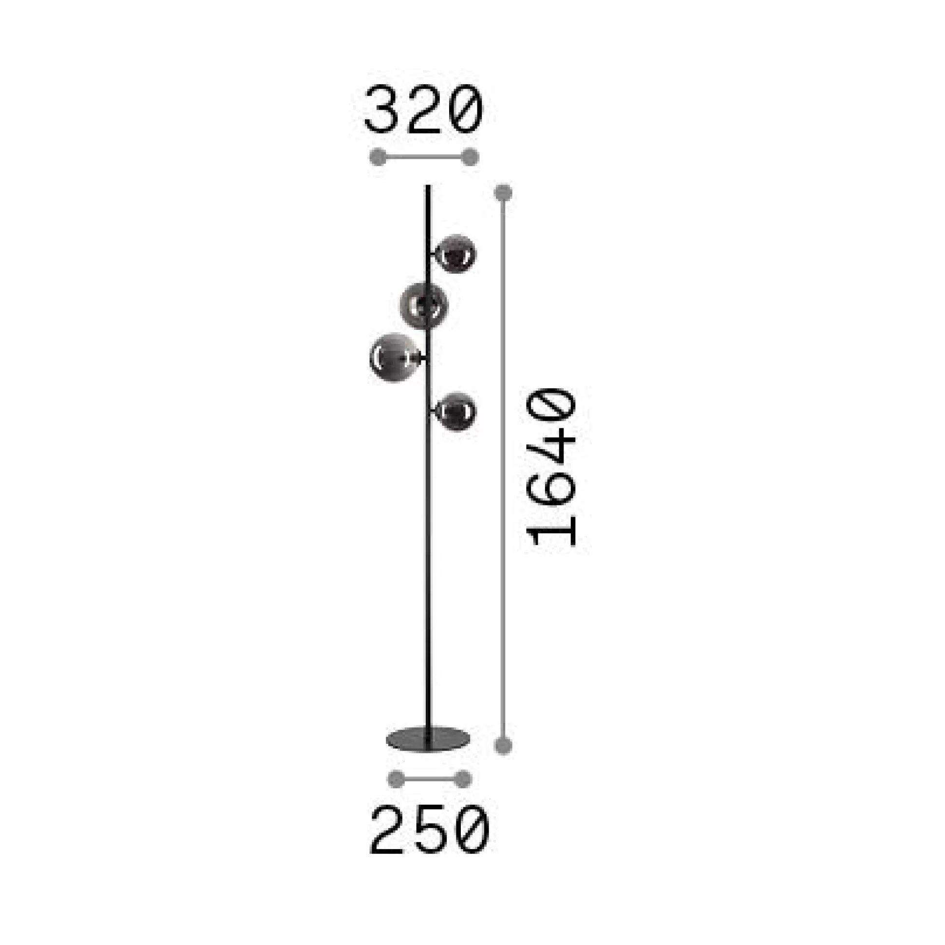 Dmora Lampade Da Terra<Ideal-Lux - Lampada da terra PERLAGE PT4 FUME', 32 x 30 x h164 cm,