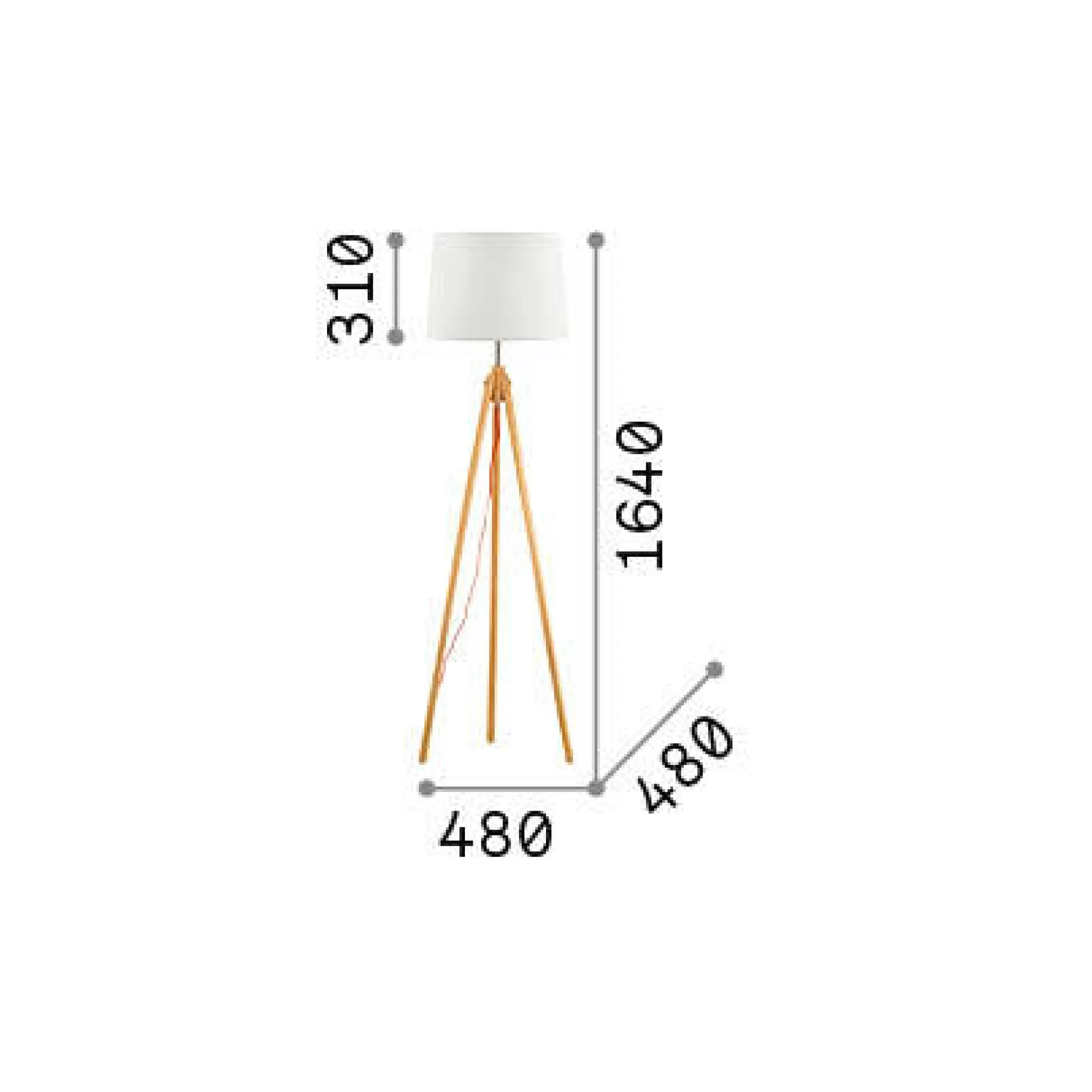 Dmora Lampade Da Terra<Ideal-Lux - Lampada da terra YORK PT1 WOOD, 48 x 48 x h164 cm,