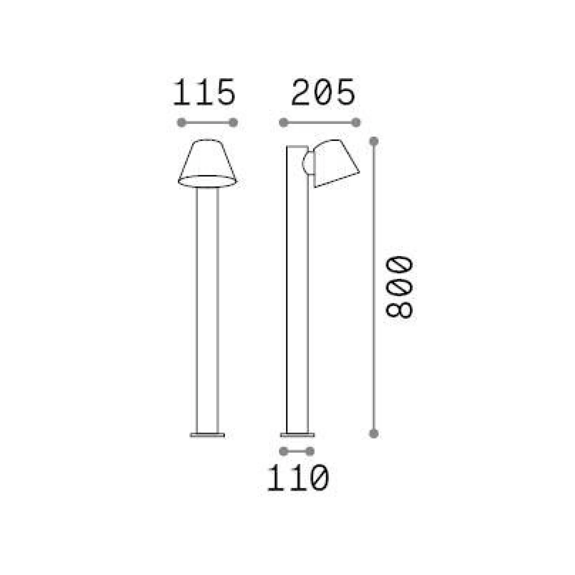 Dmora Lampade Outdoor<Ideal-Lux - Lampada outdoor GAS PT1 , 12 x 21 x h80 cm,