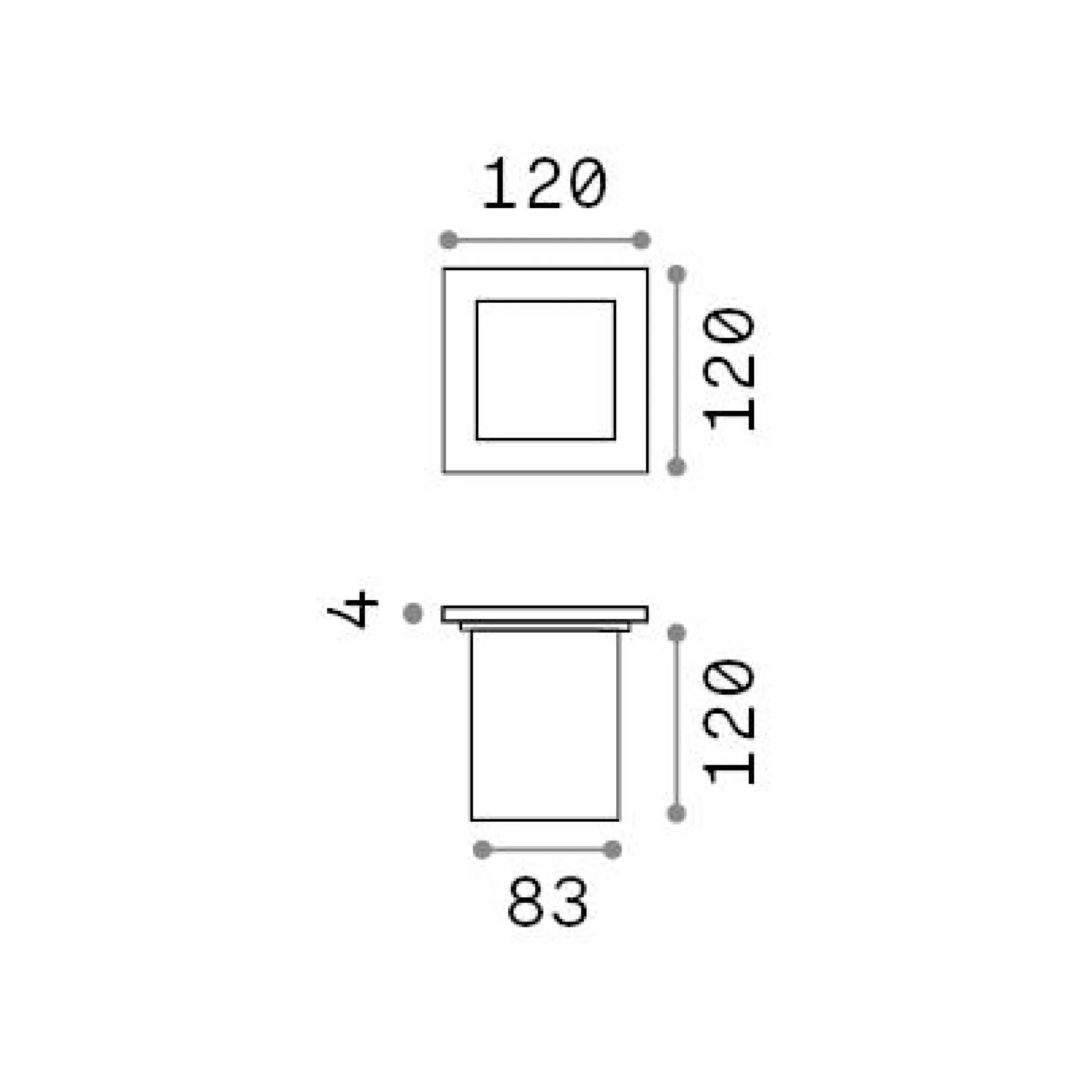 Dmora Lampade Outdoor<Ideal-Lux - Lampada outdoor PARK PT SQUARE, 12 x 12 x h13 cm,