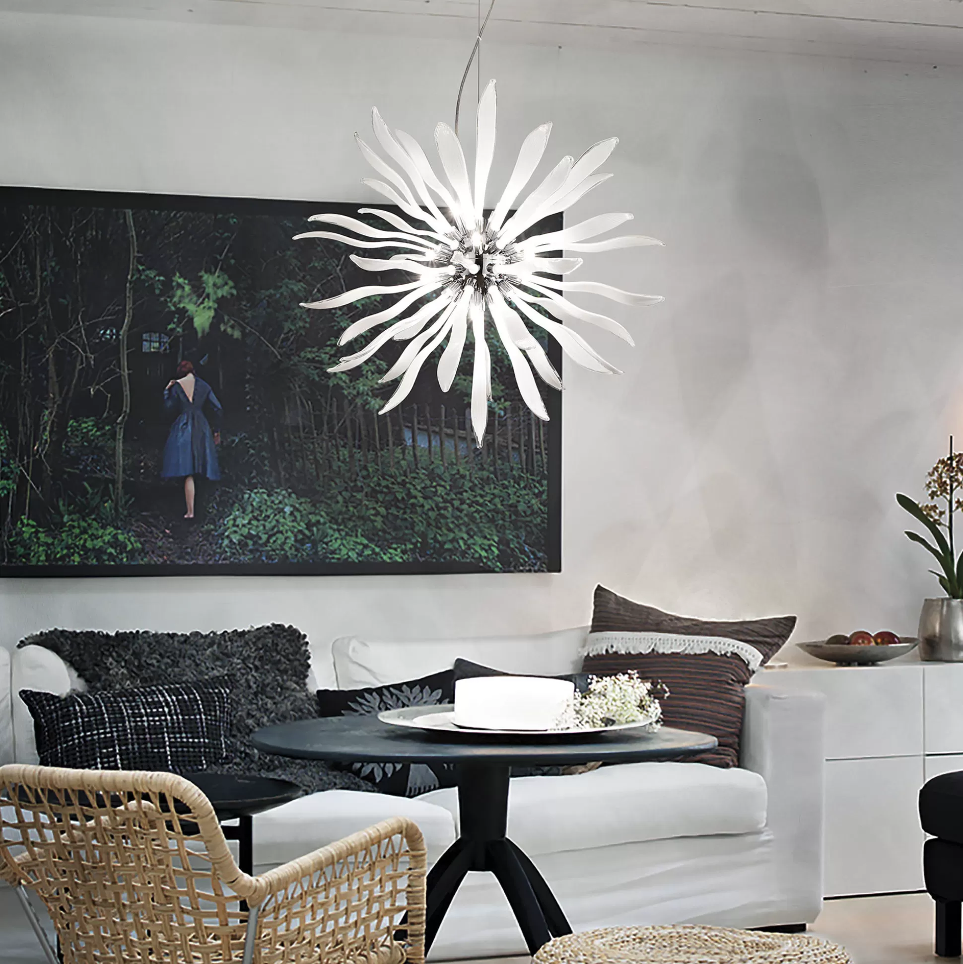 Dmora Lampade A Sospensione<Lampada a sospensione, Lampadario, Luminare sospeso, Lampada a pendente, 50x50h65 cm,