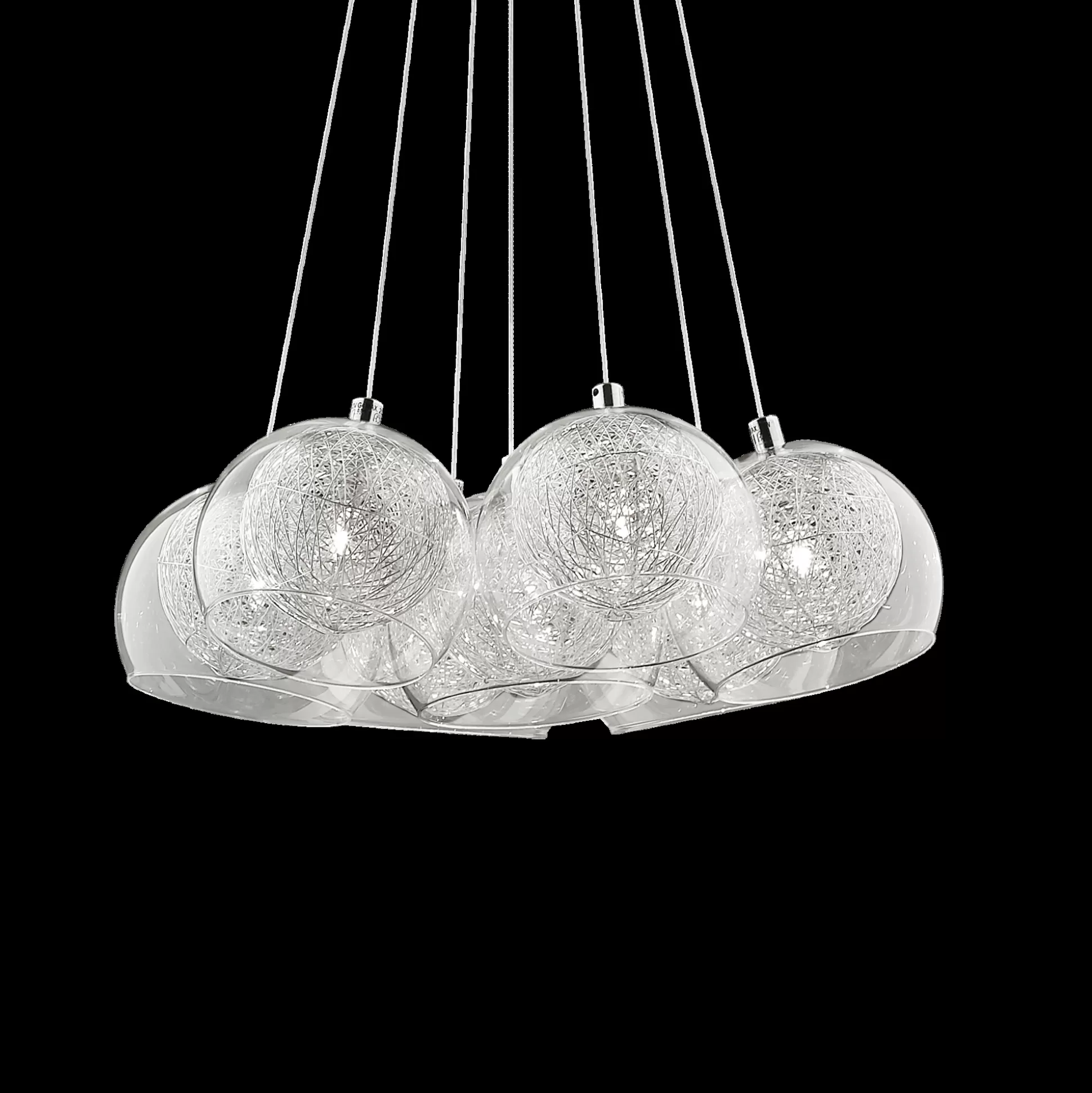 Dmora Lampade A Sospensione<Lampada a sospensione, Lampadario, Luminare sospeso, Lampada a pendente, 38x38h33 cm, Cromo