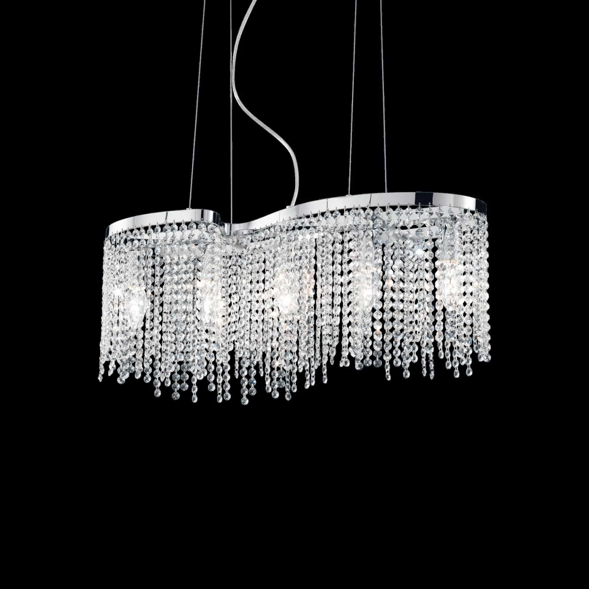 Dmora Lampade A Sospensione<Lampada a sospensione, Lampadario, Luminare sospeso, Lampada a pendente, 65x19h40 cm, Cromo