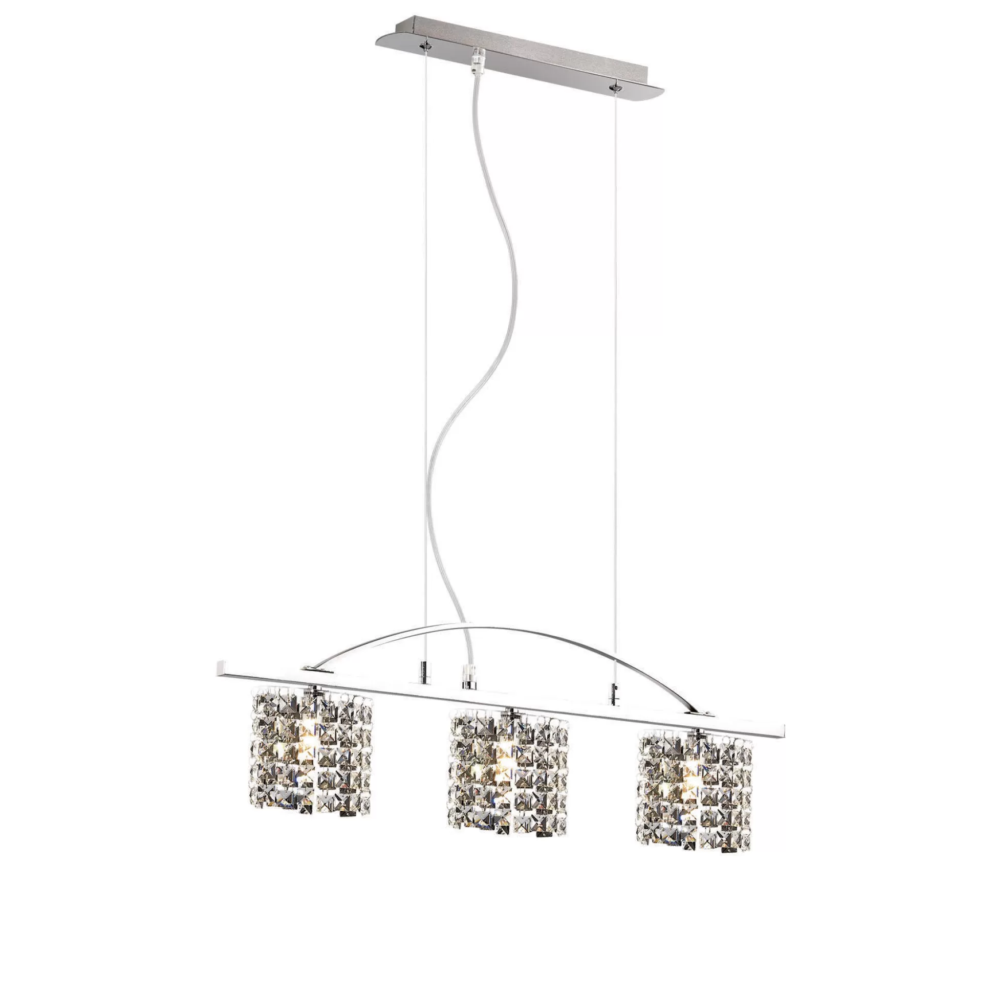 Dmora Lampade A Sospensione<Lampada a sospensione, Lampadario, Luminare sospeso, Lampada a pendente, 65x8h23 cm, Cromo