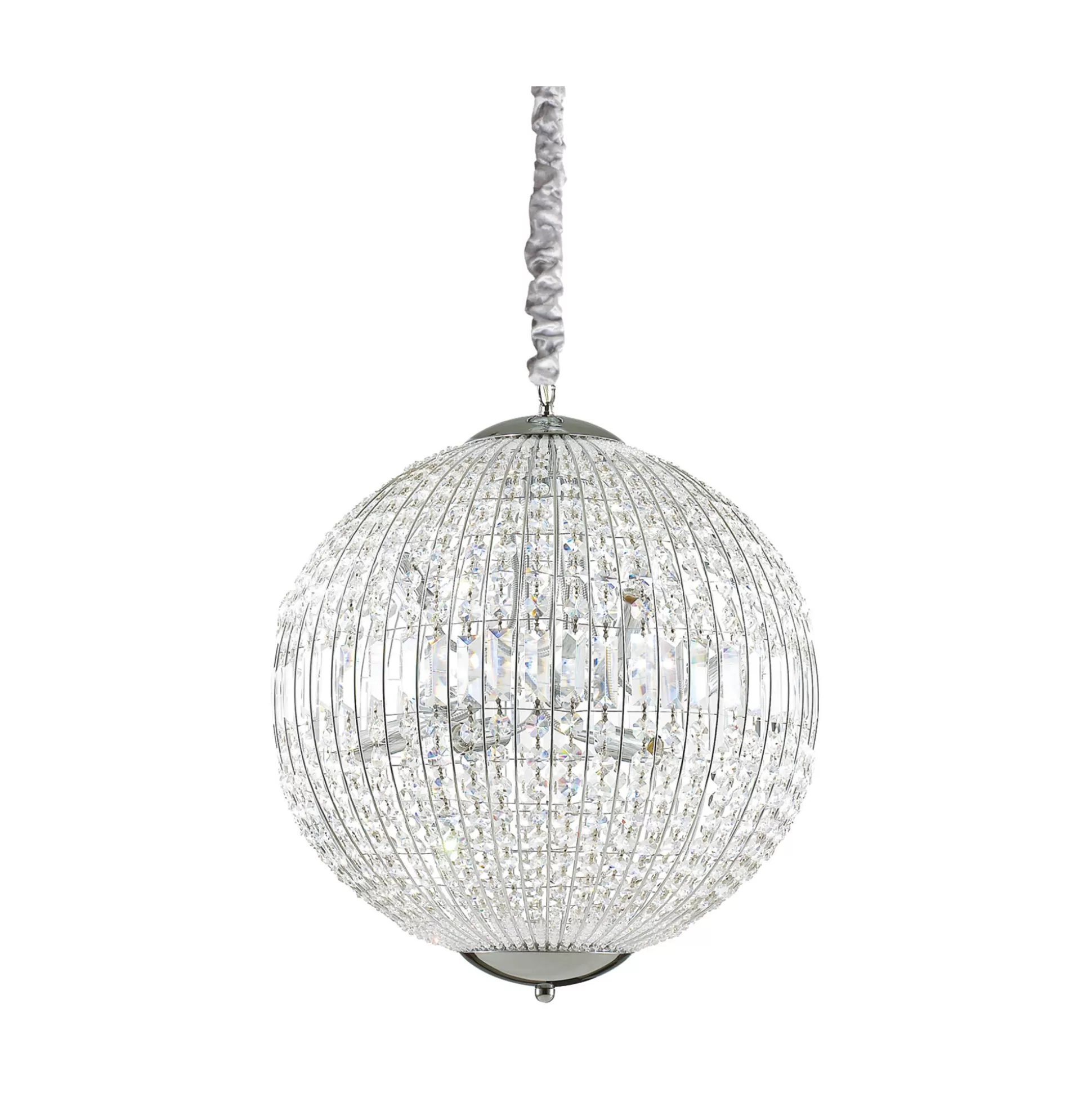 Dmora Lampade A Sospensione<Lampada a sospensione LUXOR SP8, Lampadario, Luminare sospeso, Lampada a pendente, 50x50h75 cm, Cromo