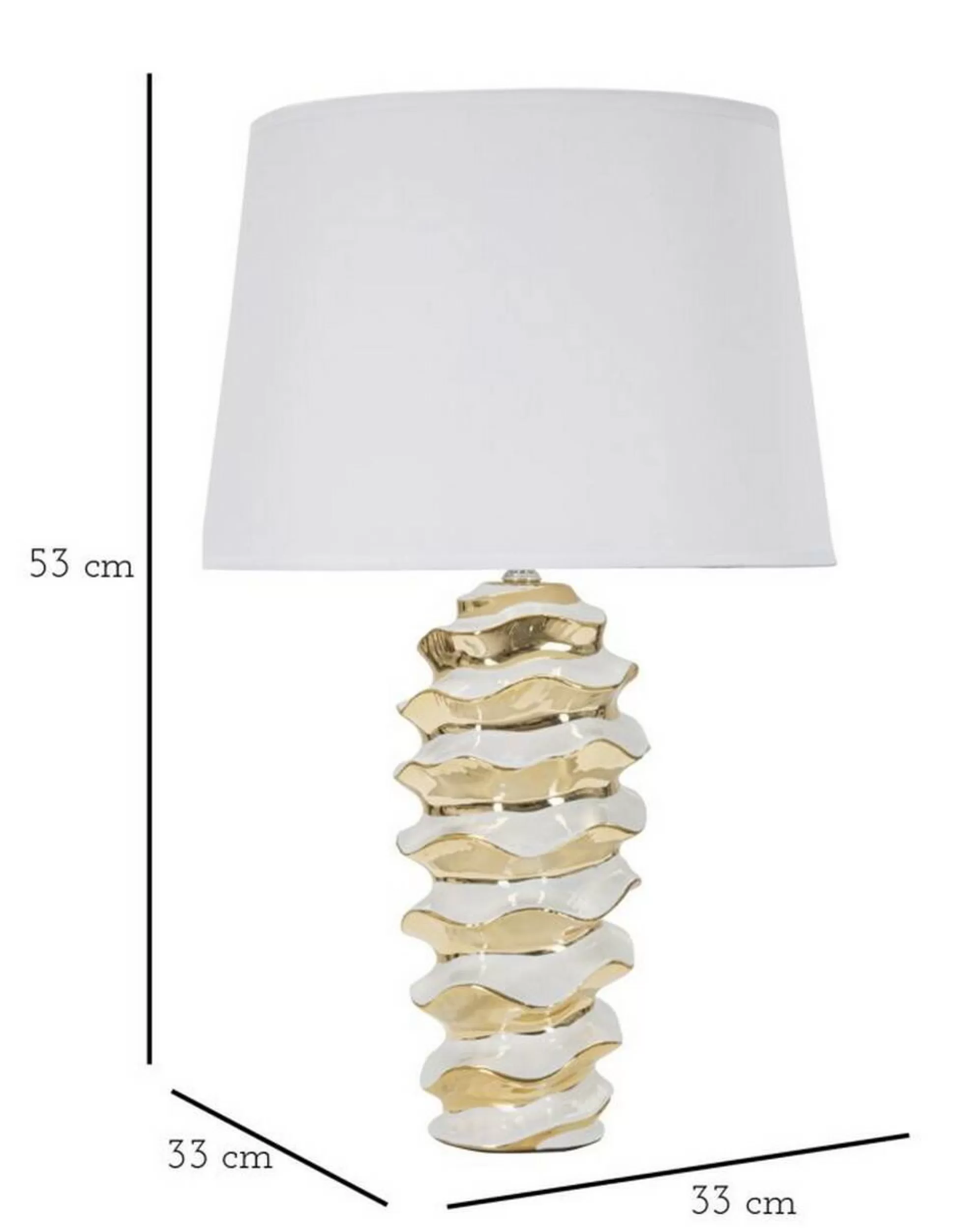 Dmora Lampade Da Tavolo<Lampada da tavolo Ashcan, 33x33 h53 cm, Bianco e Oro