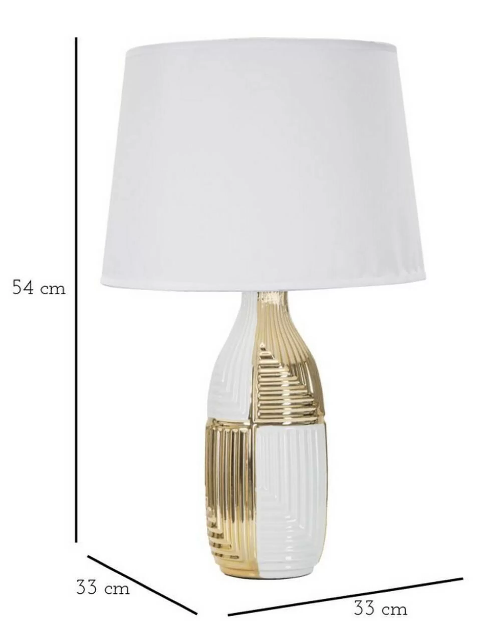 Dmora Lampade Da Tavolo<Lampada da tavolo Mondriam, Bianco e Oro, 33x33 h54 cm