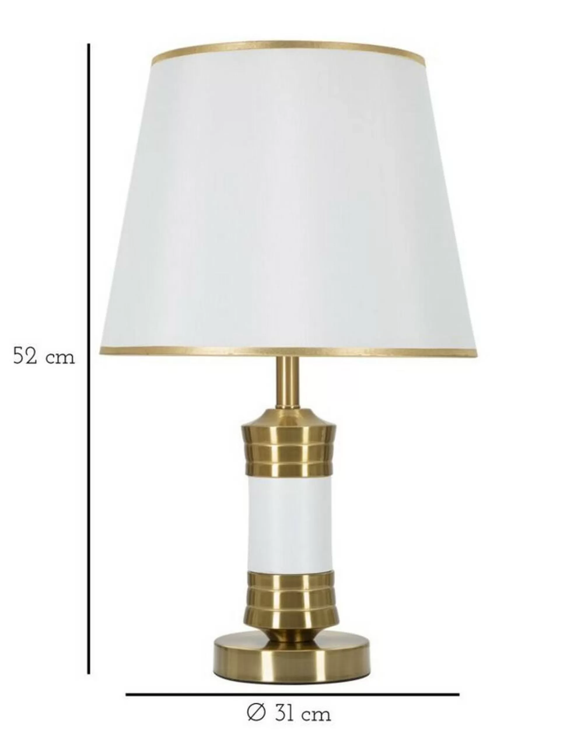 Dmora Lampade Da Tavolo<Lampada da tavolo Sinopia, Bianco e Oro, 31x31 h52 cm