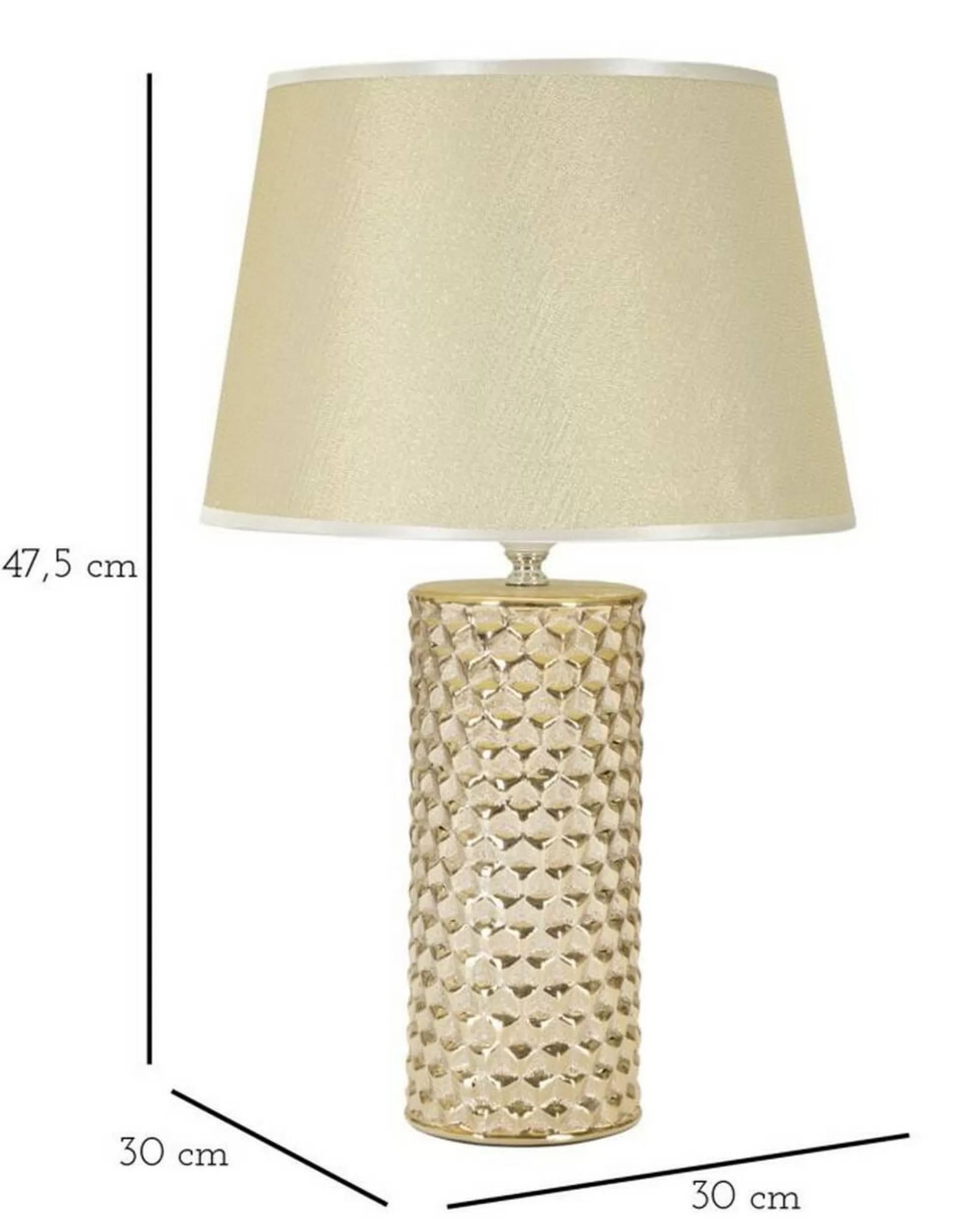 Dmora Lampade Da Tavolo<Lampada da tavolo Supreme, Bianco e Oro, 30x30 h48 cm
