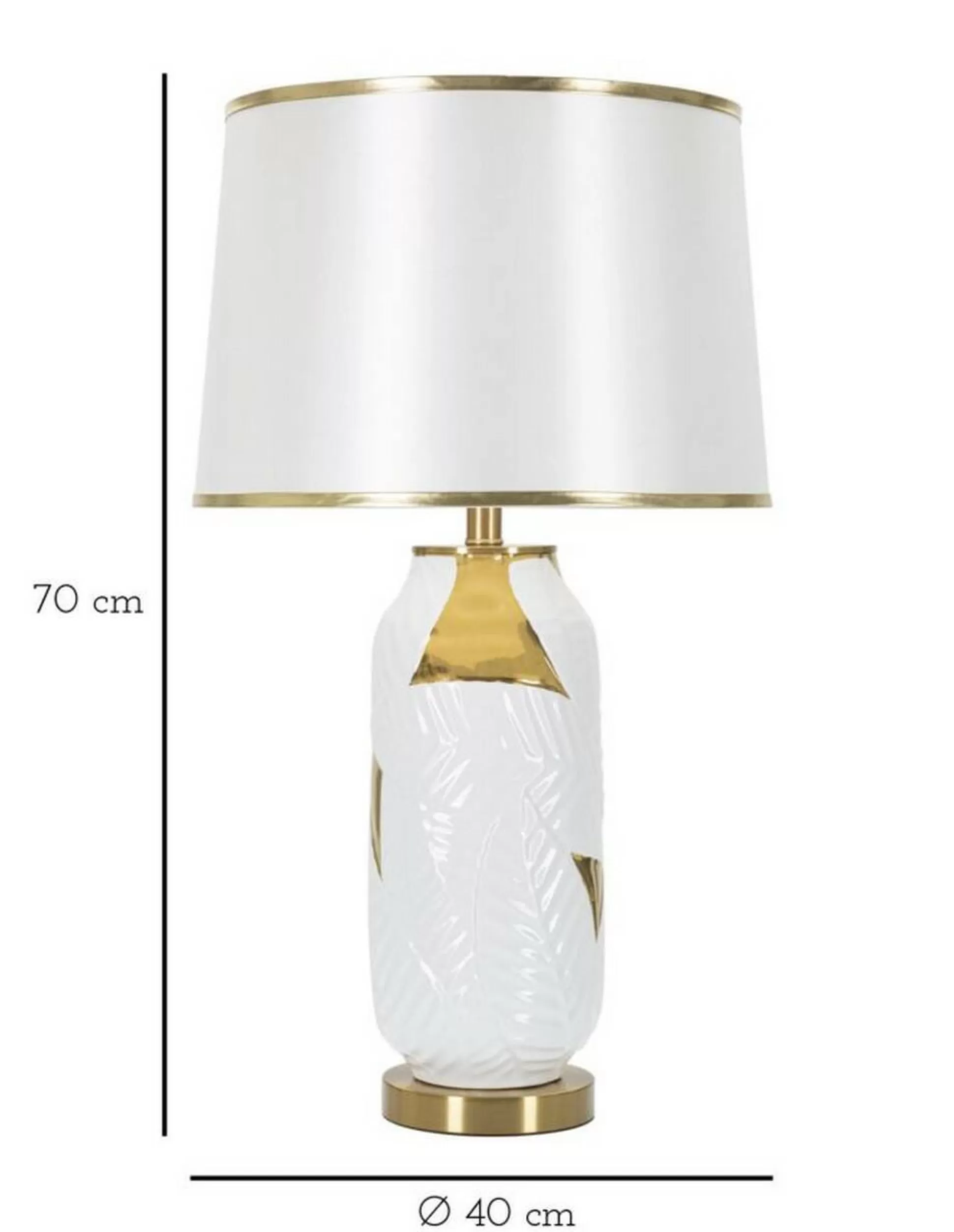 Dmora Lampade Da Tavolo<Lampada da tavolo Trompe, 40x40 h70 cm, Bianco e Oro