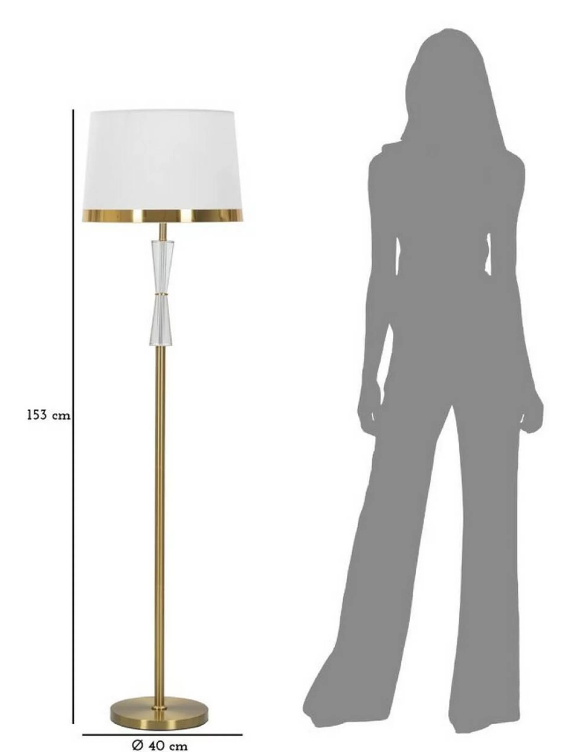 Dmora Lampade Da Terra<Lampada da terra Craquelure, 40x40 h153 cm, Bianco e Oro