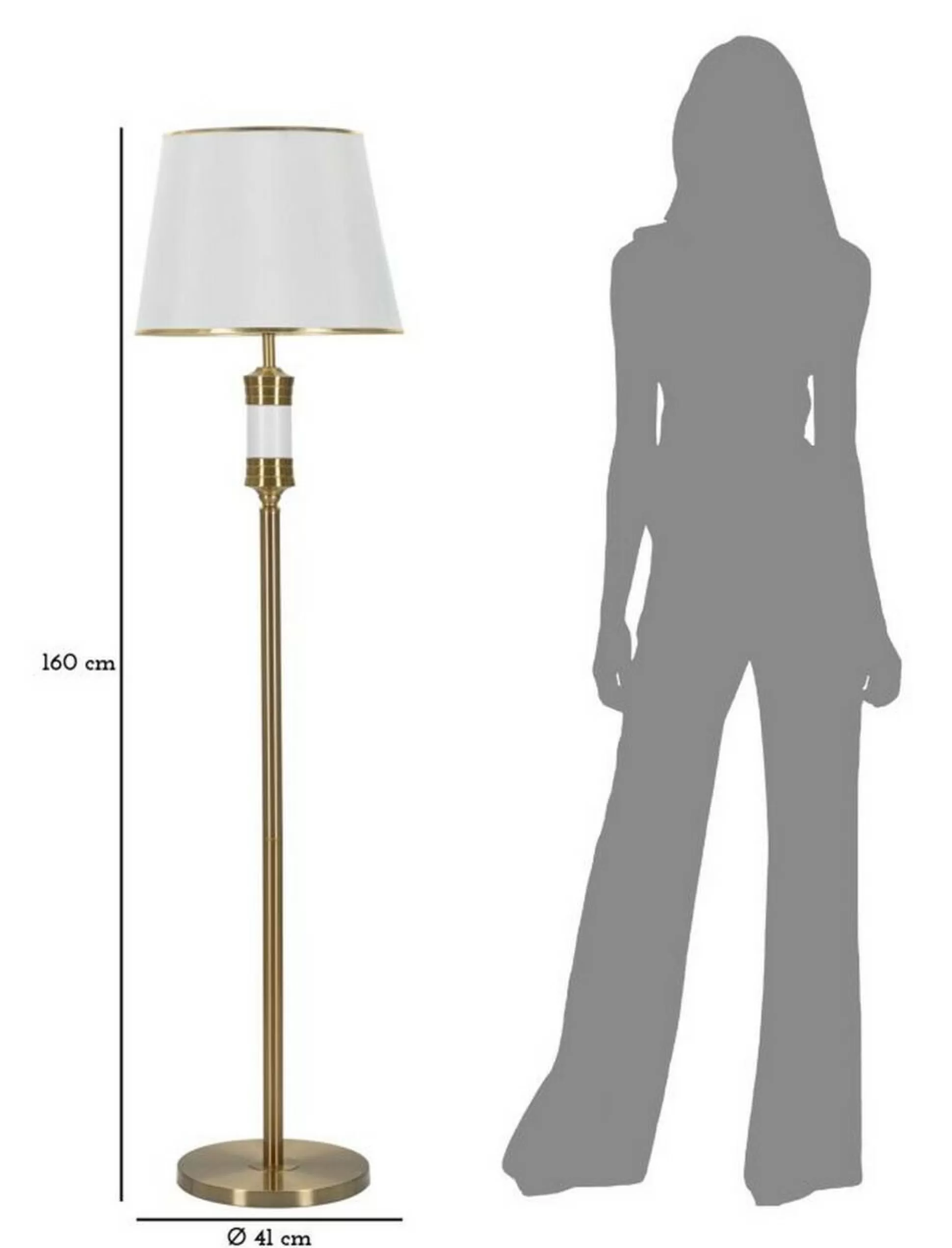 Dmora Lampade Da Terra<Lampada da terra Grisaille, 41x41 h160 cm, Bianco e Oro