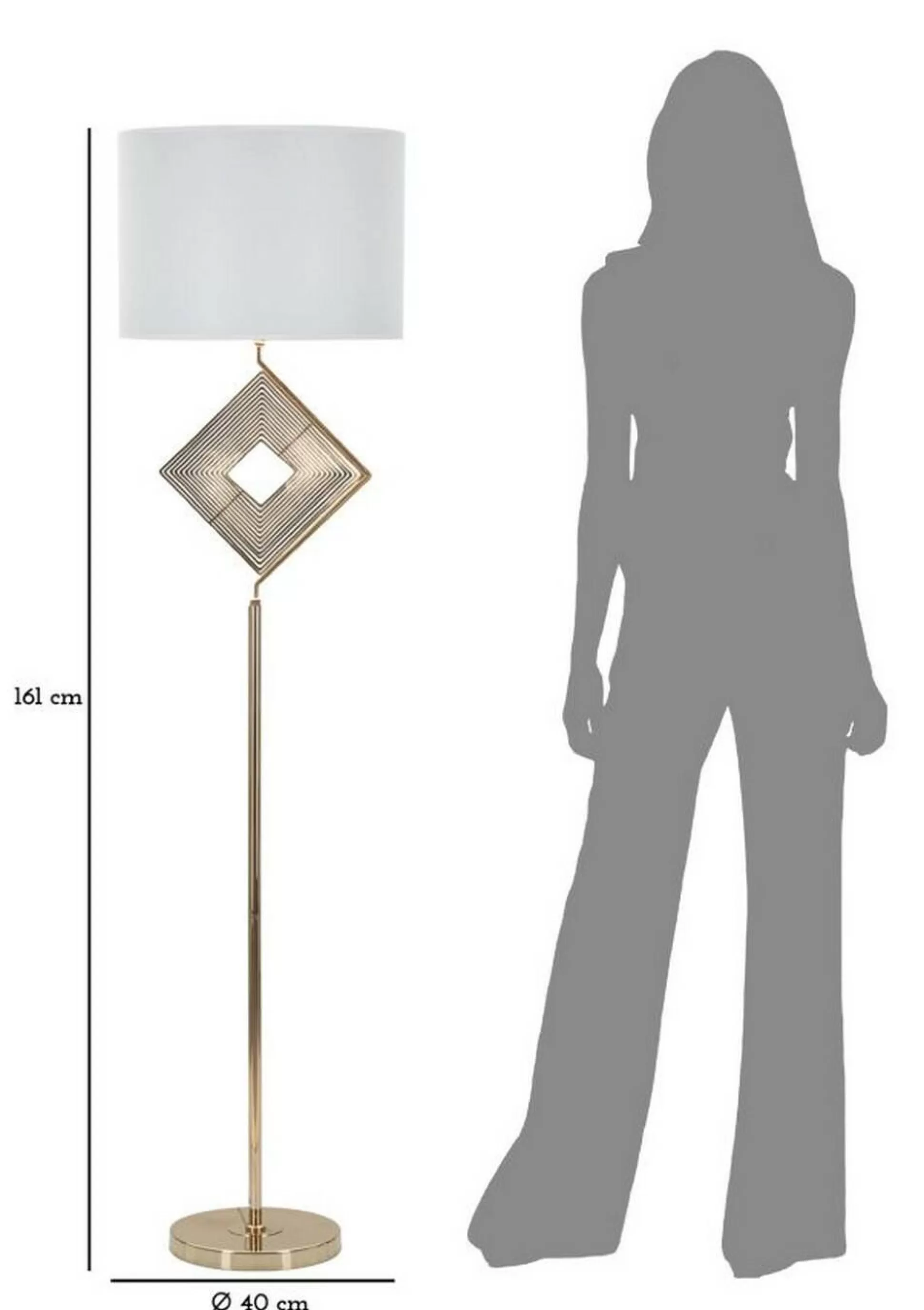 Dmora Lampade Da Terra<Lampada da terra Inchiostro, 40x40 h161 cm, Bianco e Oro