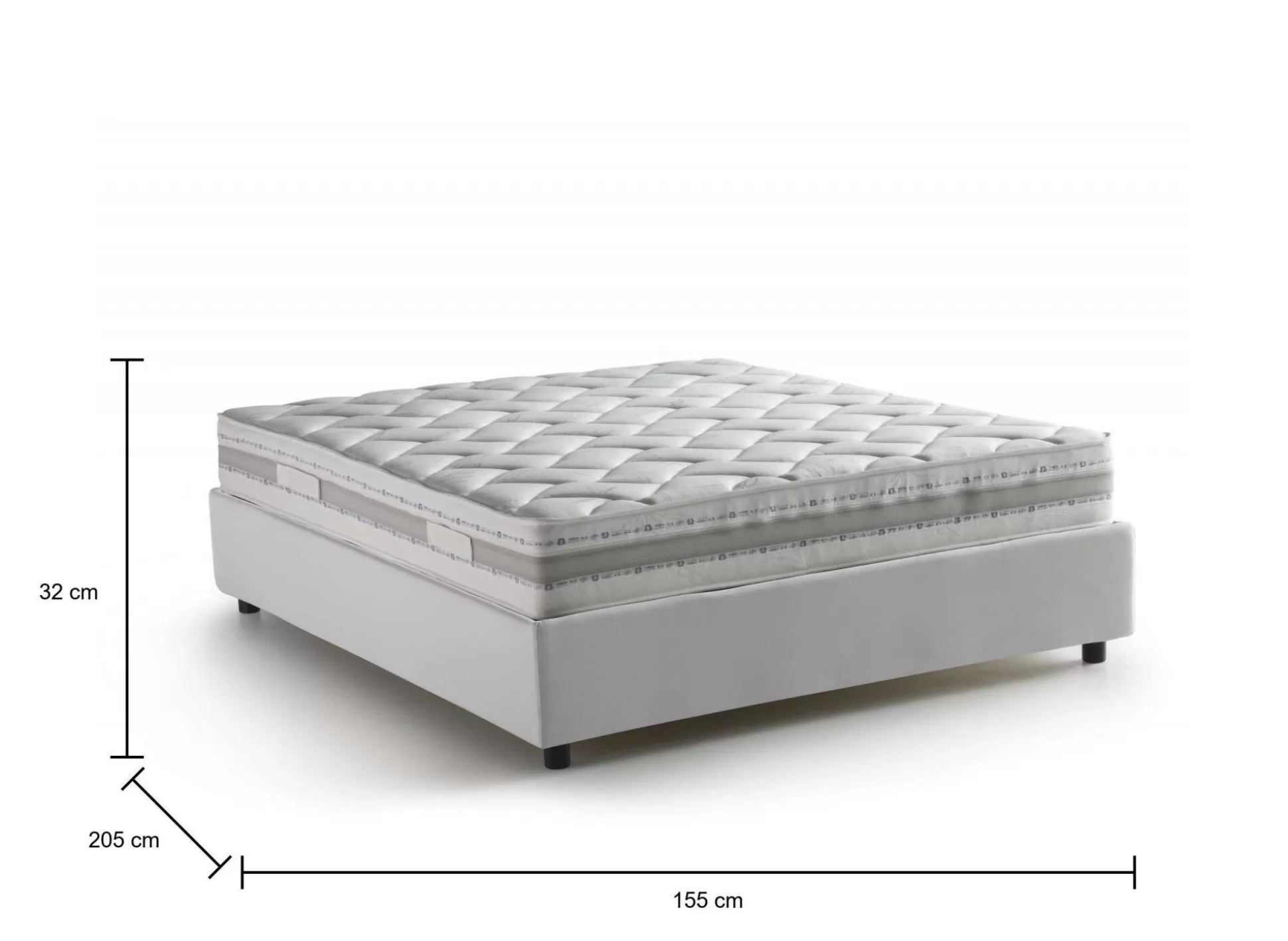 Dmora Letti Alla Francese<Letto alla francese Akemi, con materasso Cm 140x190 incluso,