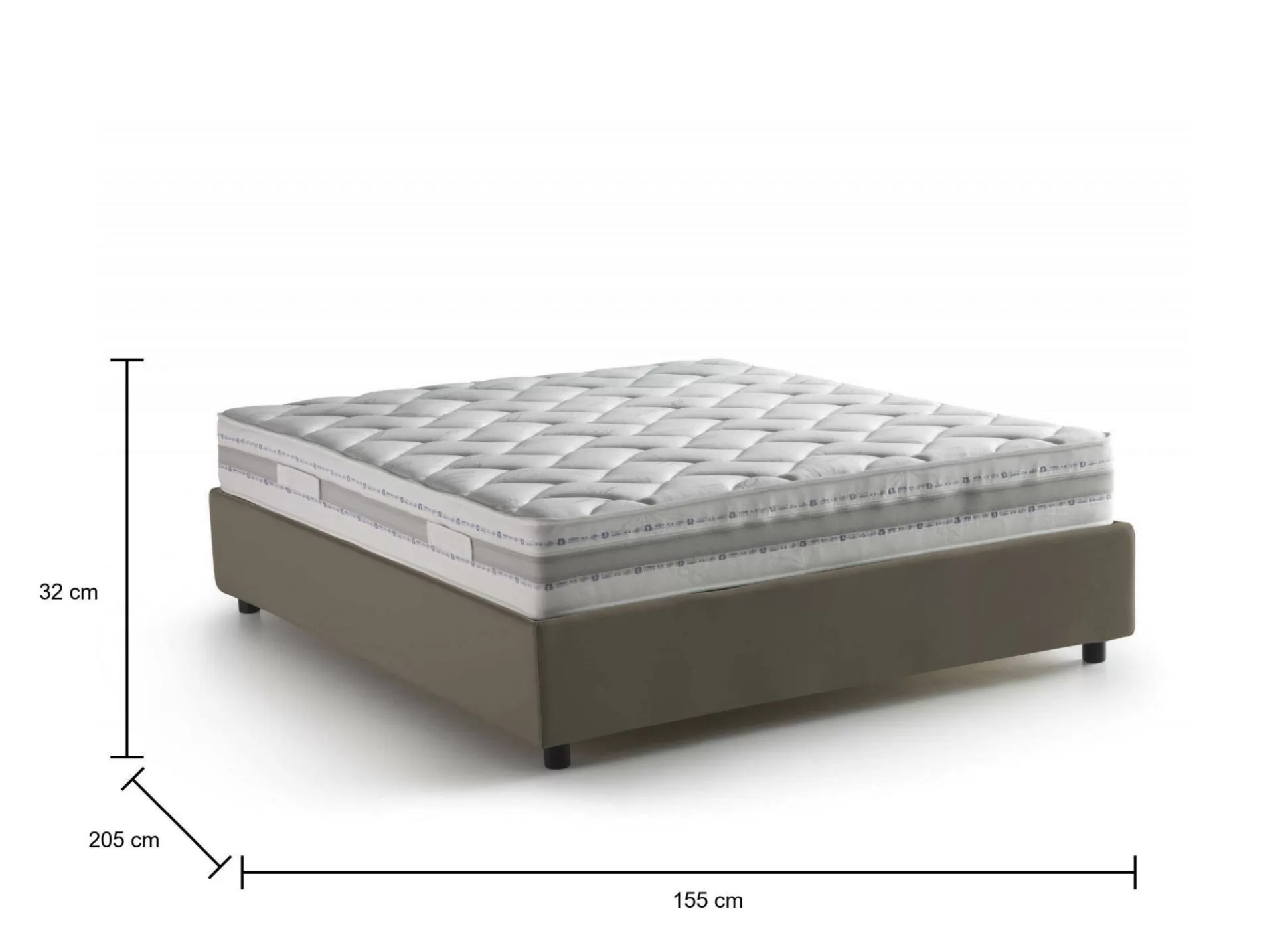 Dmora Letti Alla Francese<Letto alla francese Akemi, con materasso Cm 140x190 incluso,