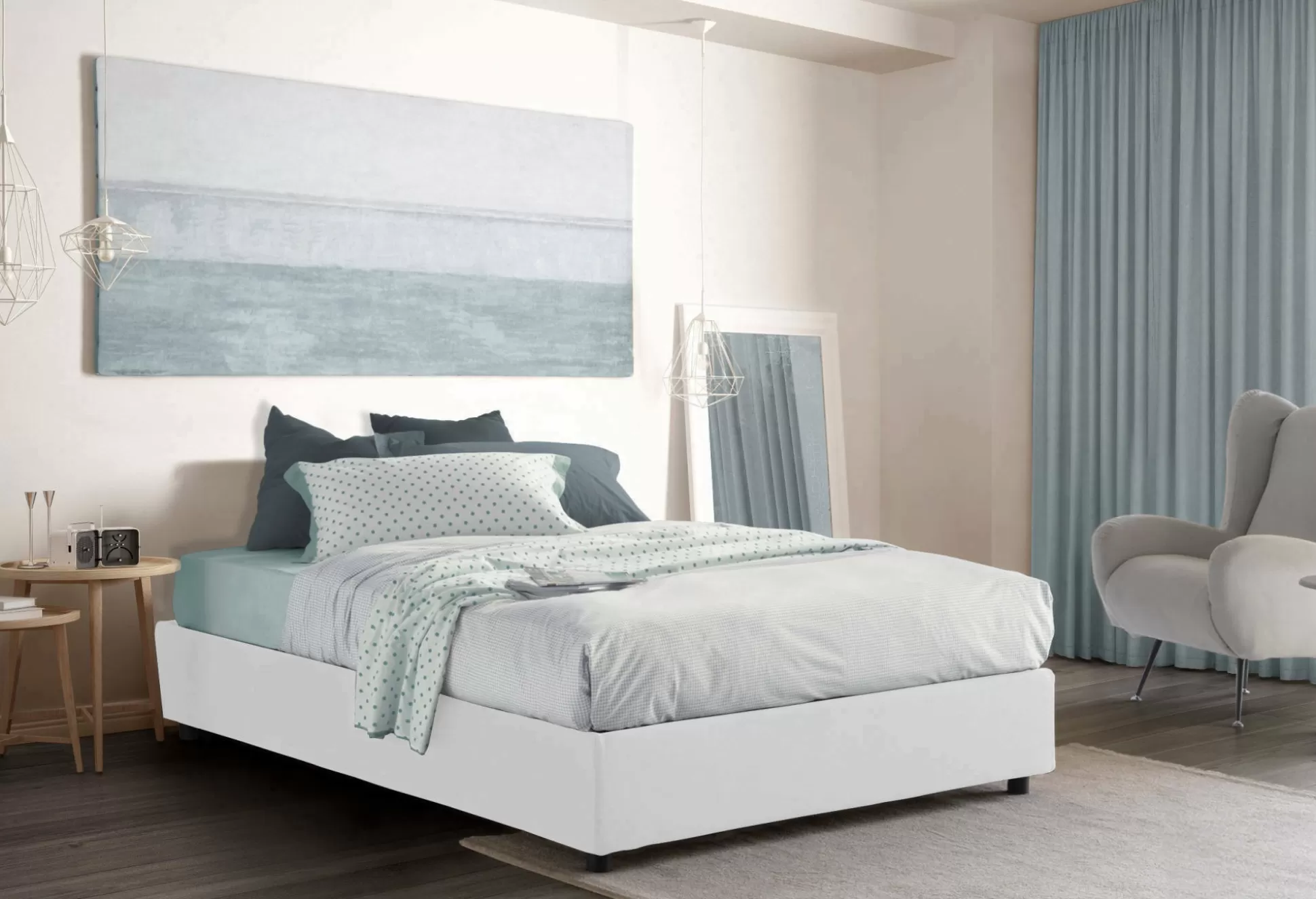 Dmora Letti Alla Francese<Letto alla francese Alaksir, con materasso Cm 140x200 incluso,