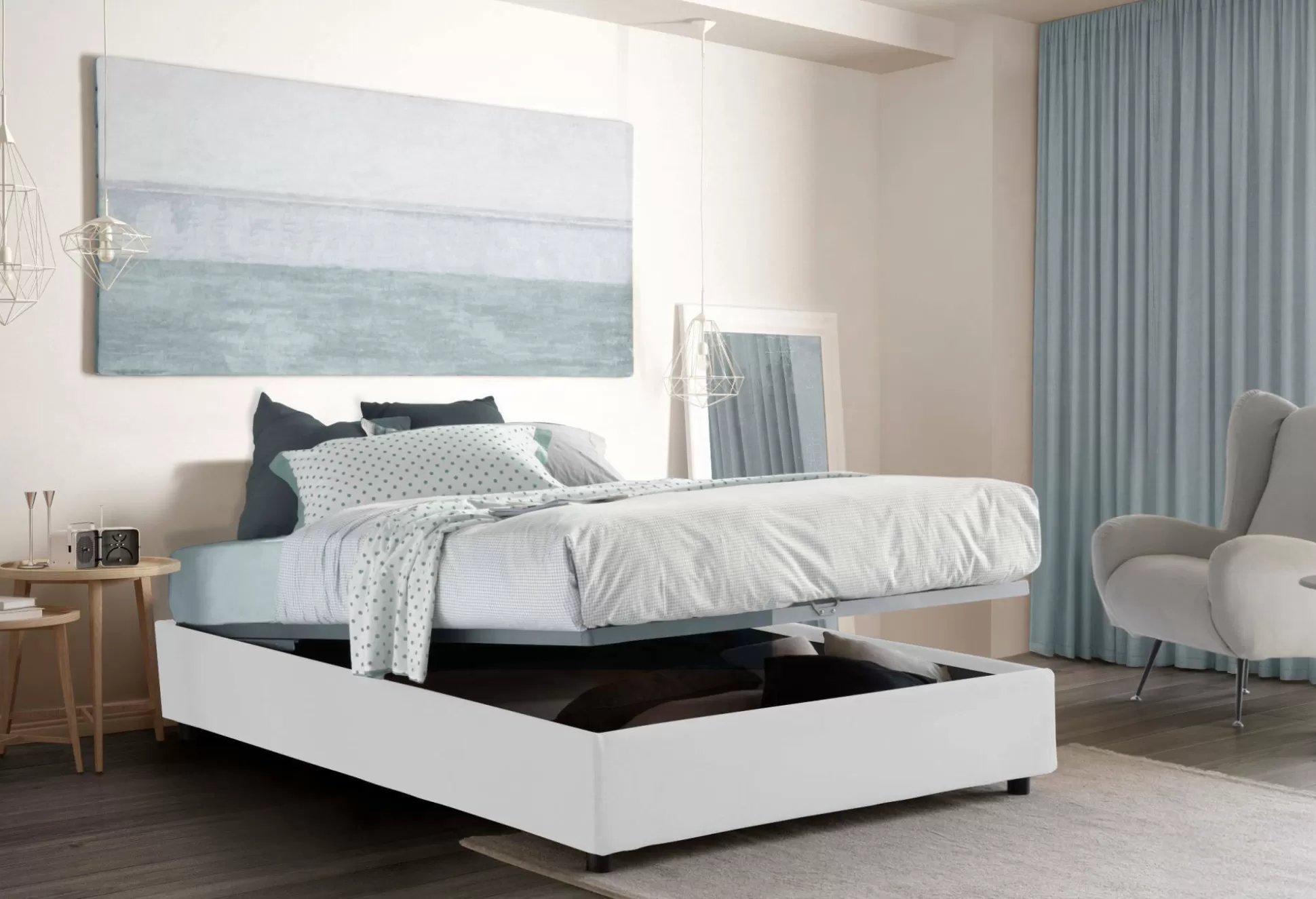 Dmora Letti Alla Francese<Letto alla francese Alaksir, con materasso Cm 140x200 incluso,
